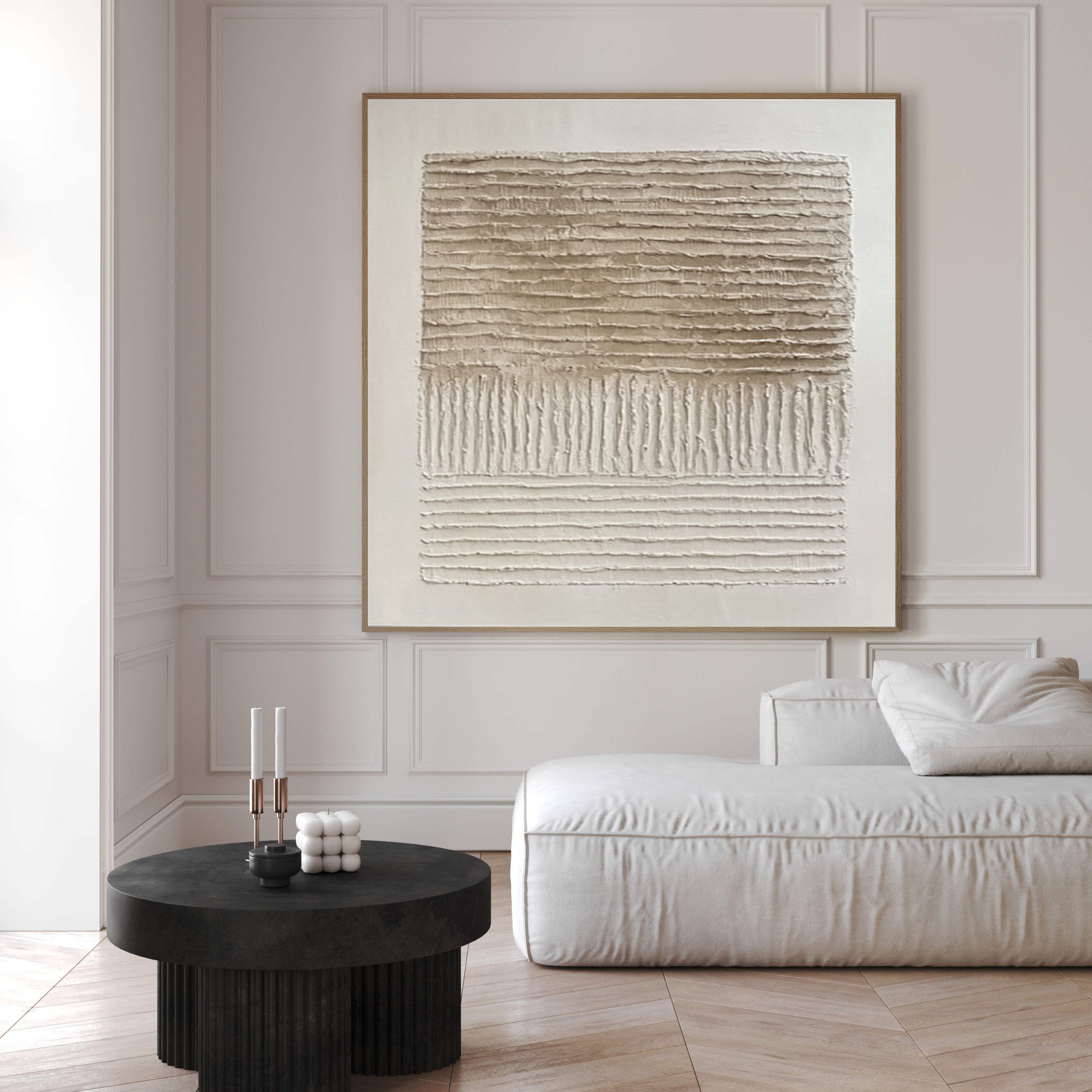 Neutral Art with Horizontal Impasto and Vertical Striations #BGA 197