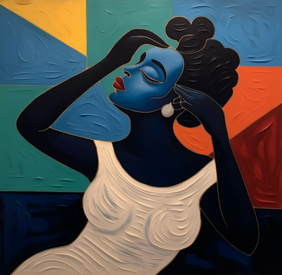 Portrait with Textured Color Geometry, Modern Abstract Art #BGA 172