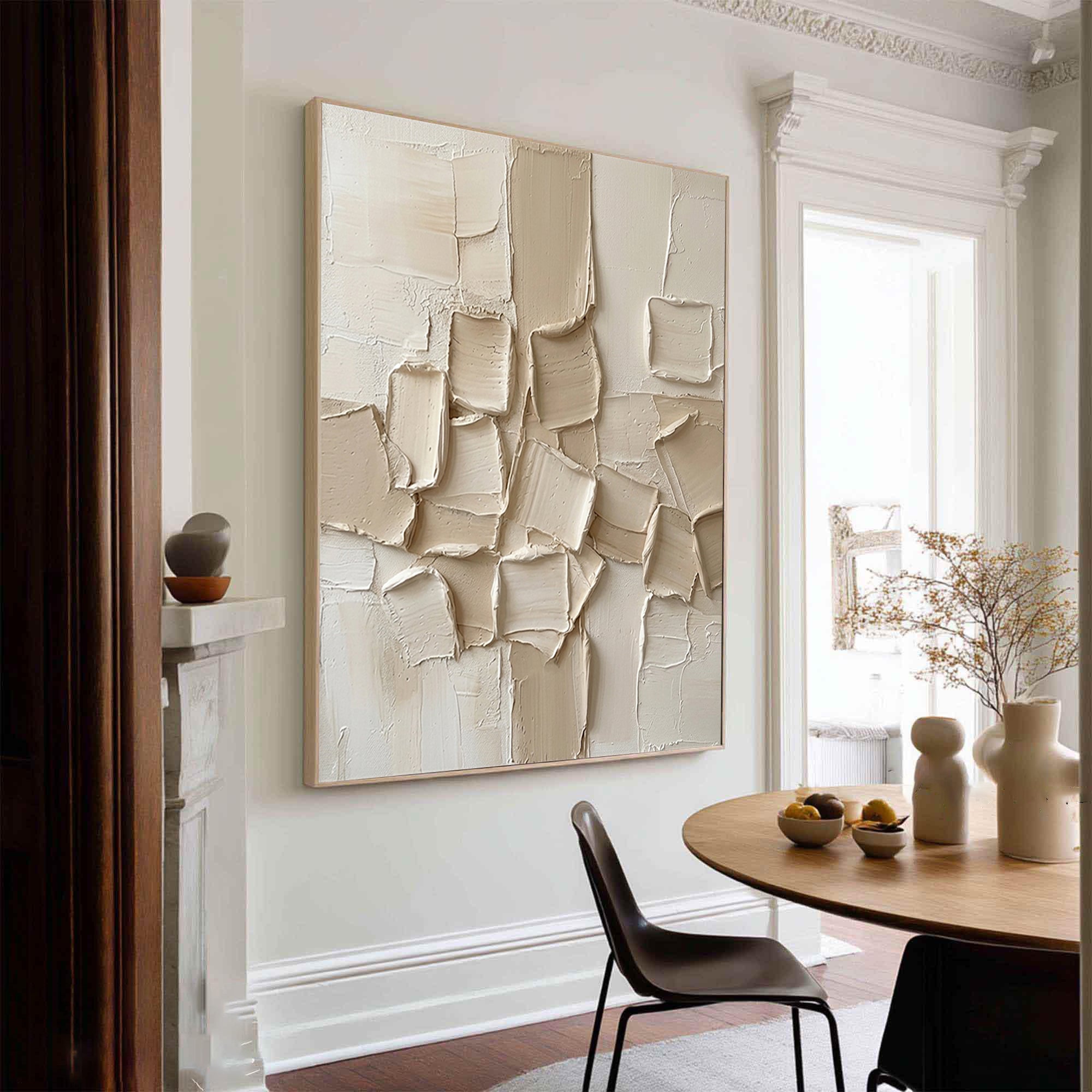 Large Neutral Textured Canvas Art Modern Minimalist Painting