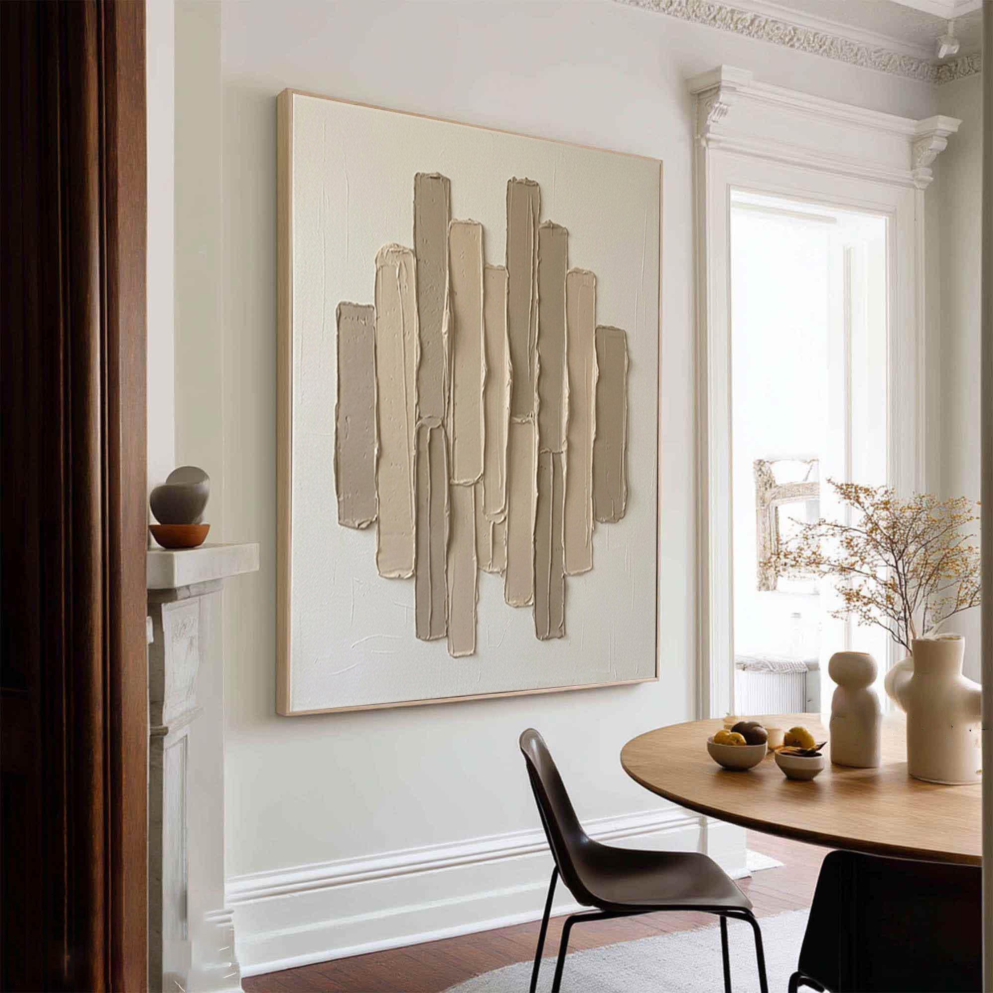 Large Vertical Textured Wall Art Neutral Abstract Canvas Decor