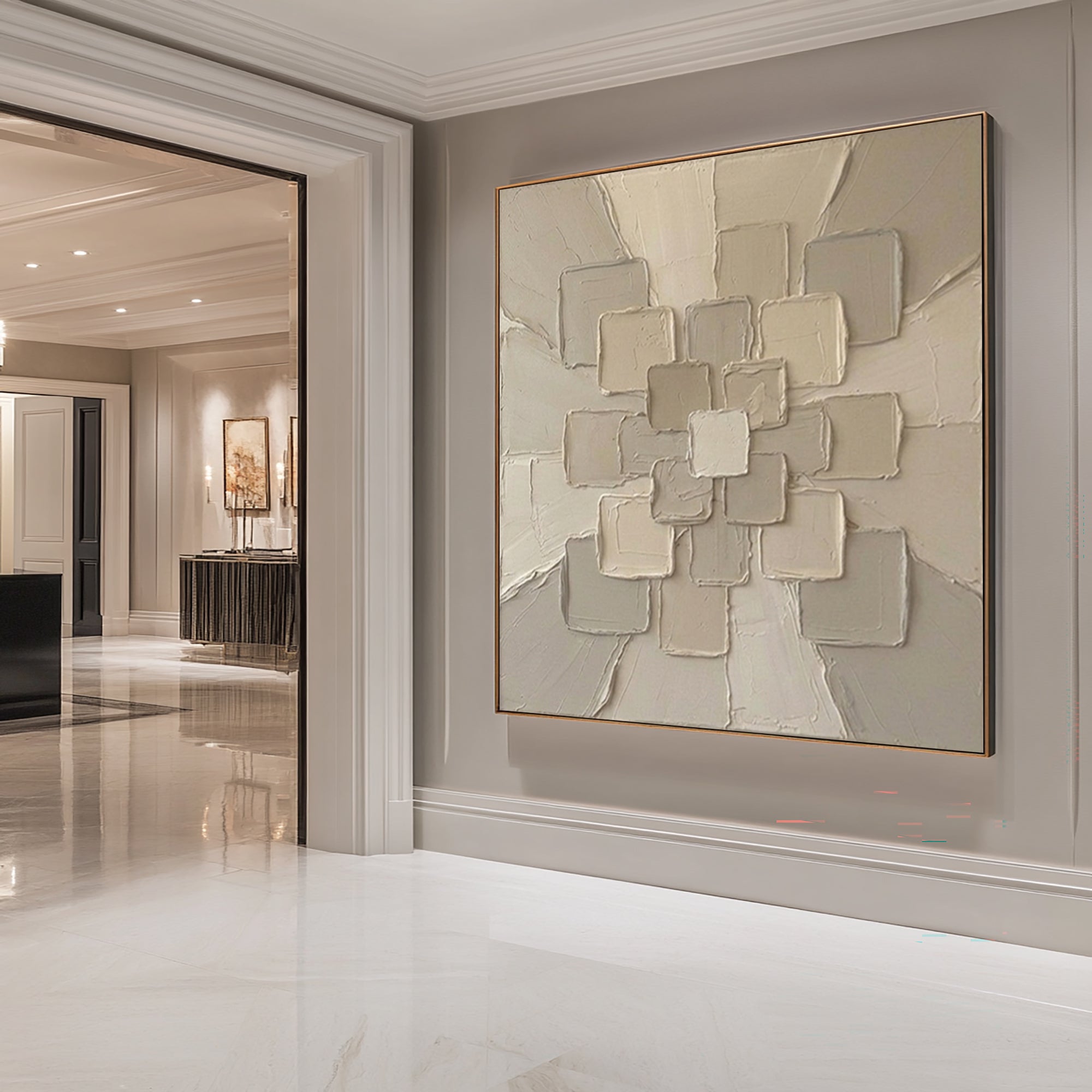 Large Radiant Formation Wall Art Neutral Textured Relief Painting