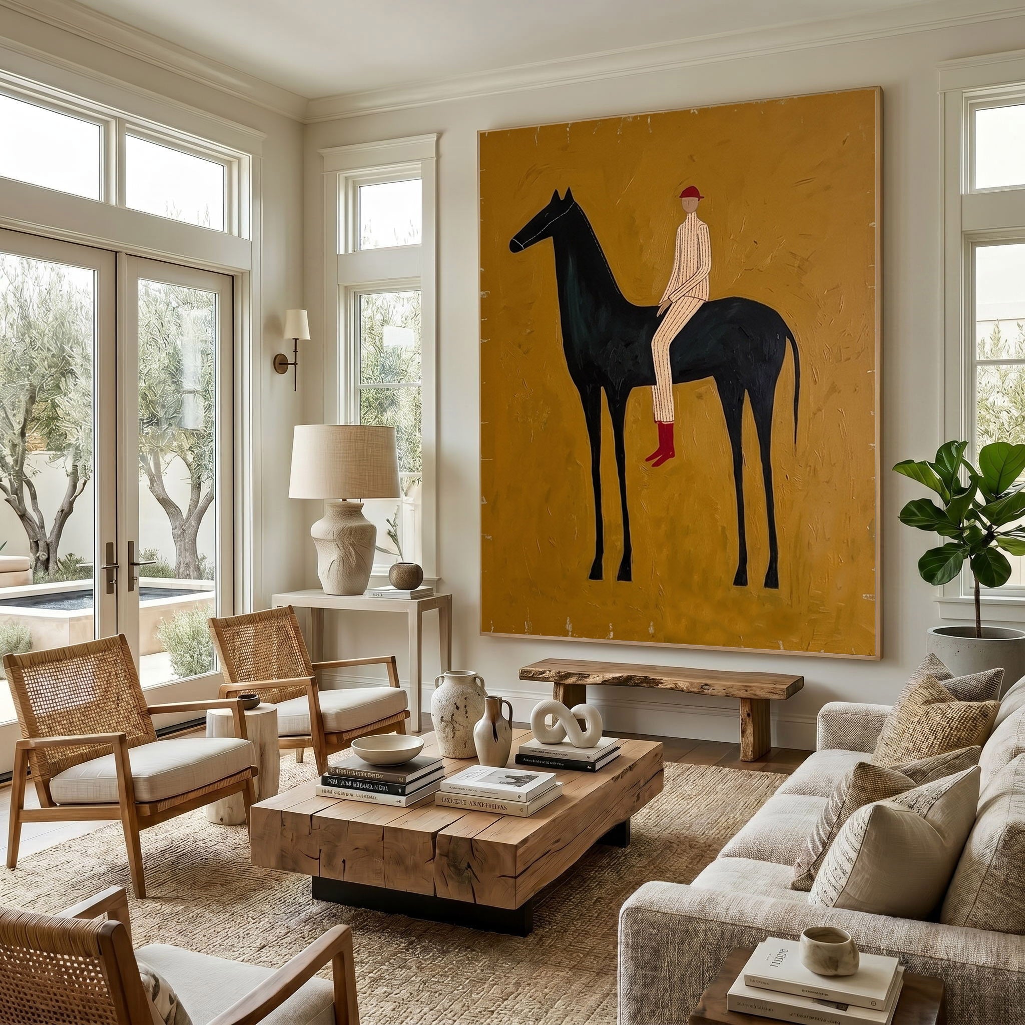 Large Cowboy Horse Wall Art Contemporary Western Minimalist Painting