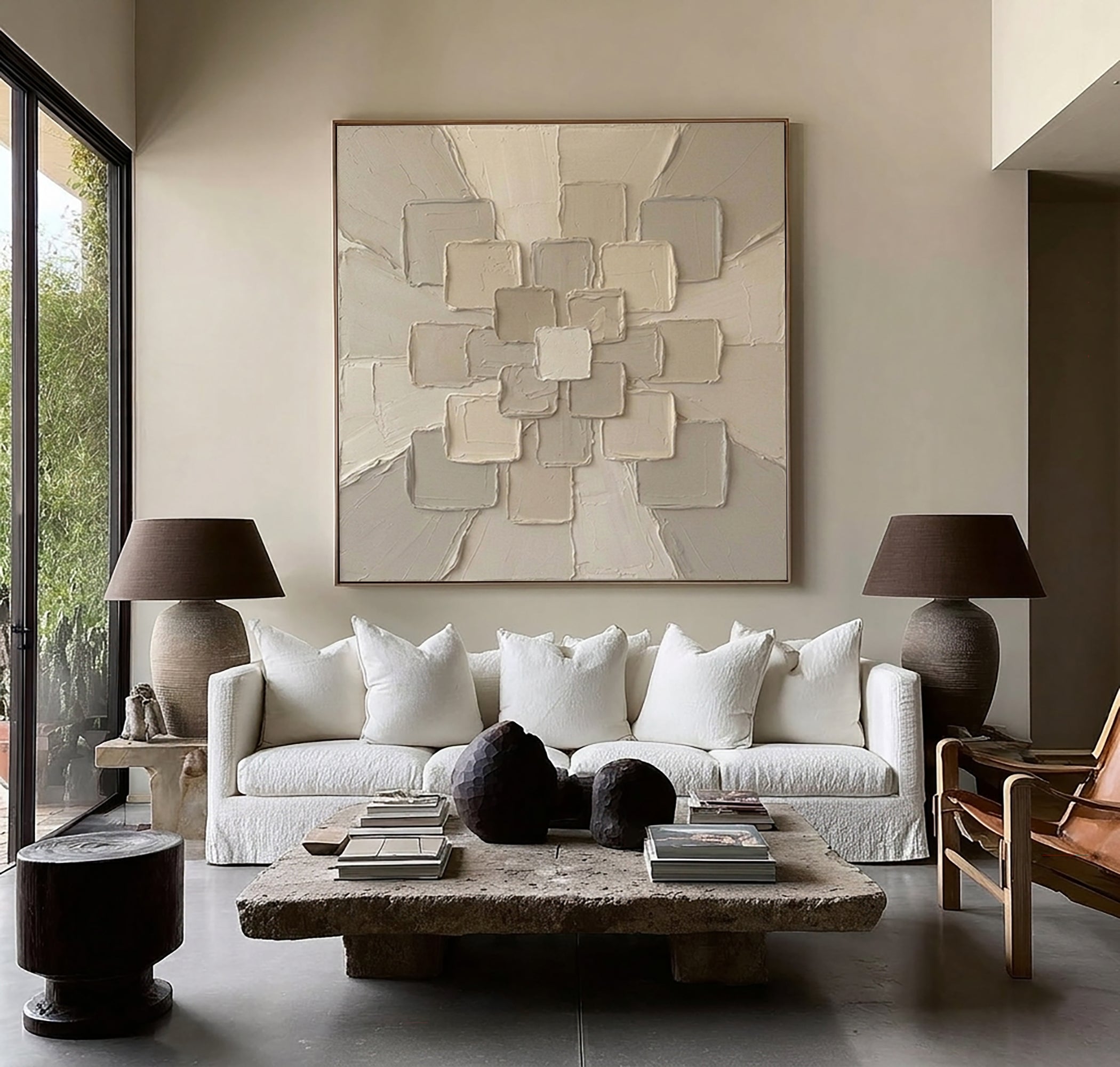 Large Radiant Formation Wall Art Neutral Textured Relief Painting