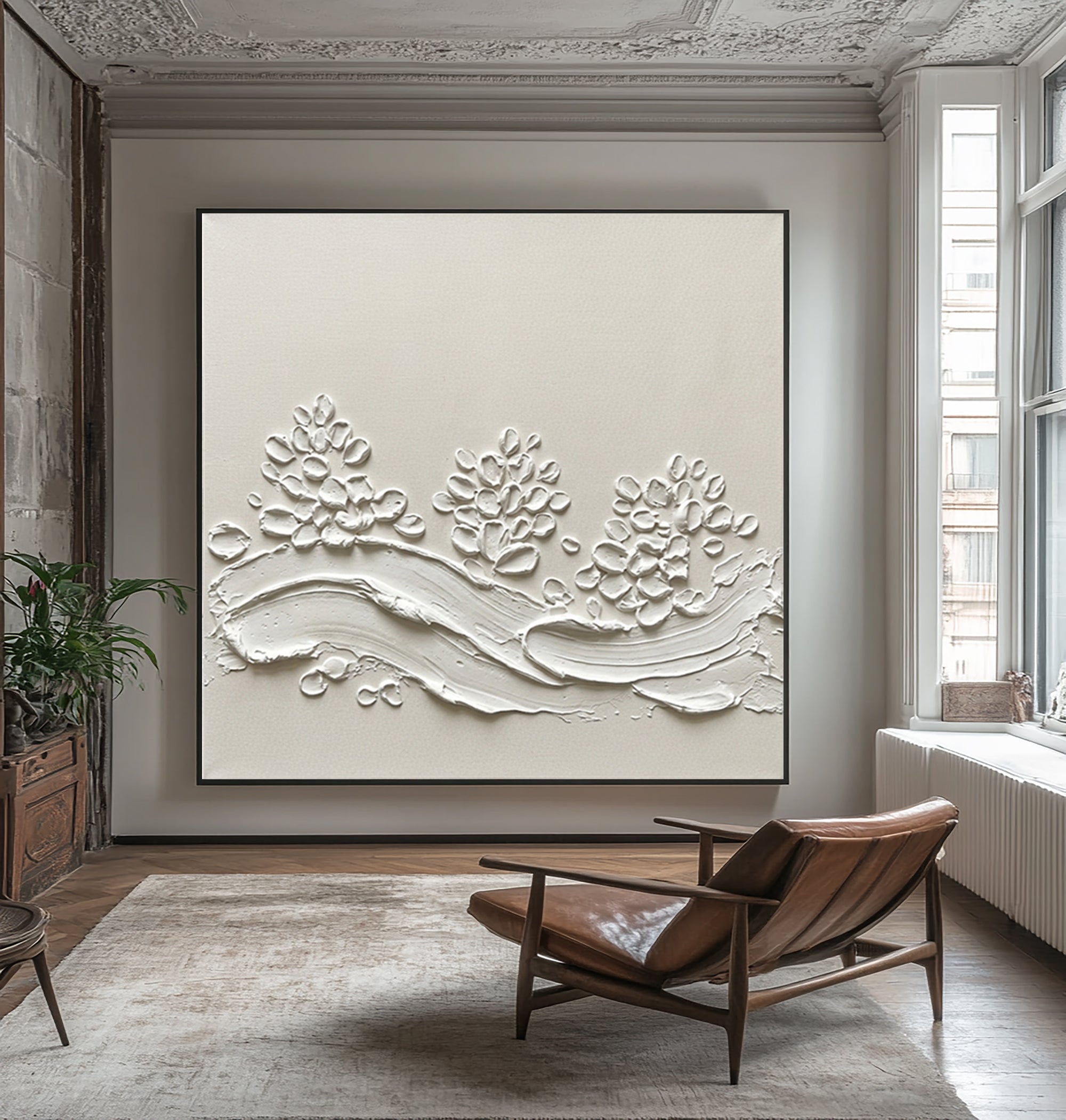 Large Layered Limestone Relief Wall Art Neutral Contemporary Texture Painting