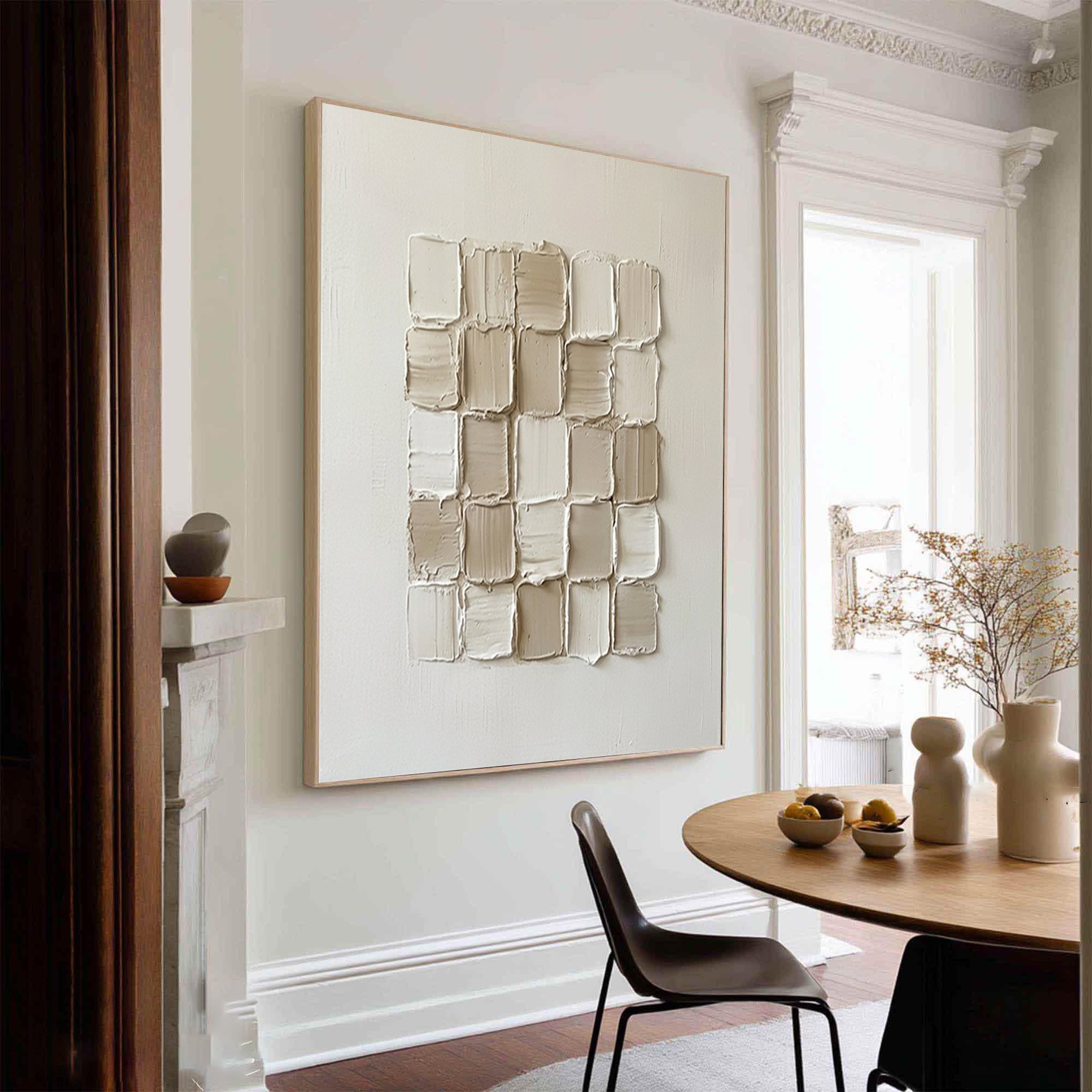 Large Neutral Textured Block Wall Art Horizontal Abstract Canvas Painting