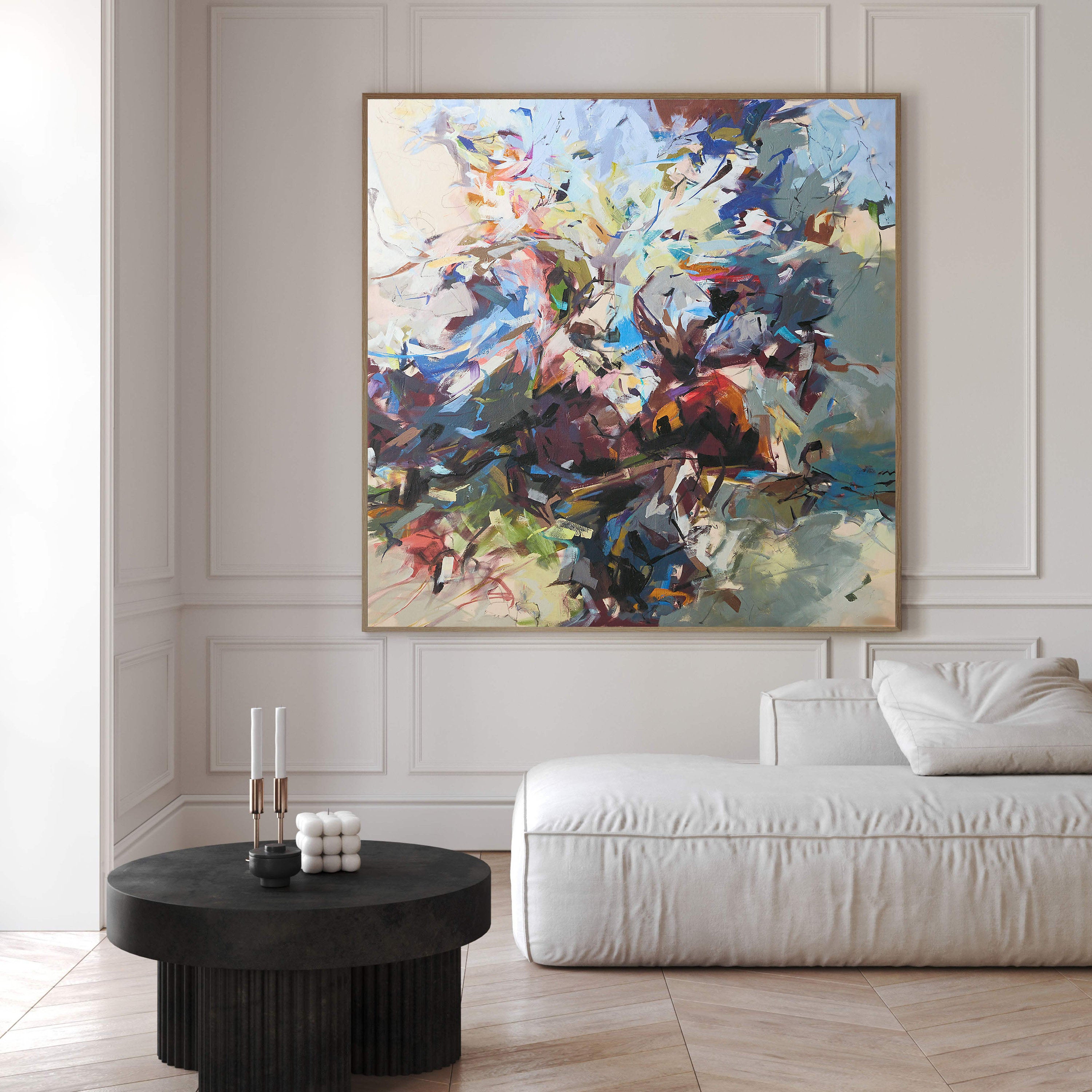 Colorful Abstract with Dynamic Brushwork, Minimalist Wall Art #BGA 072
