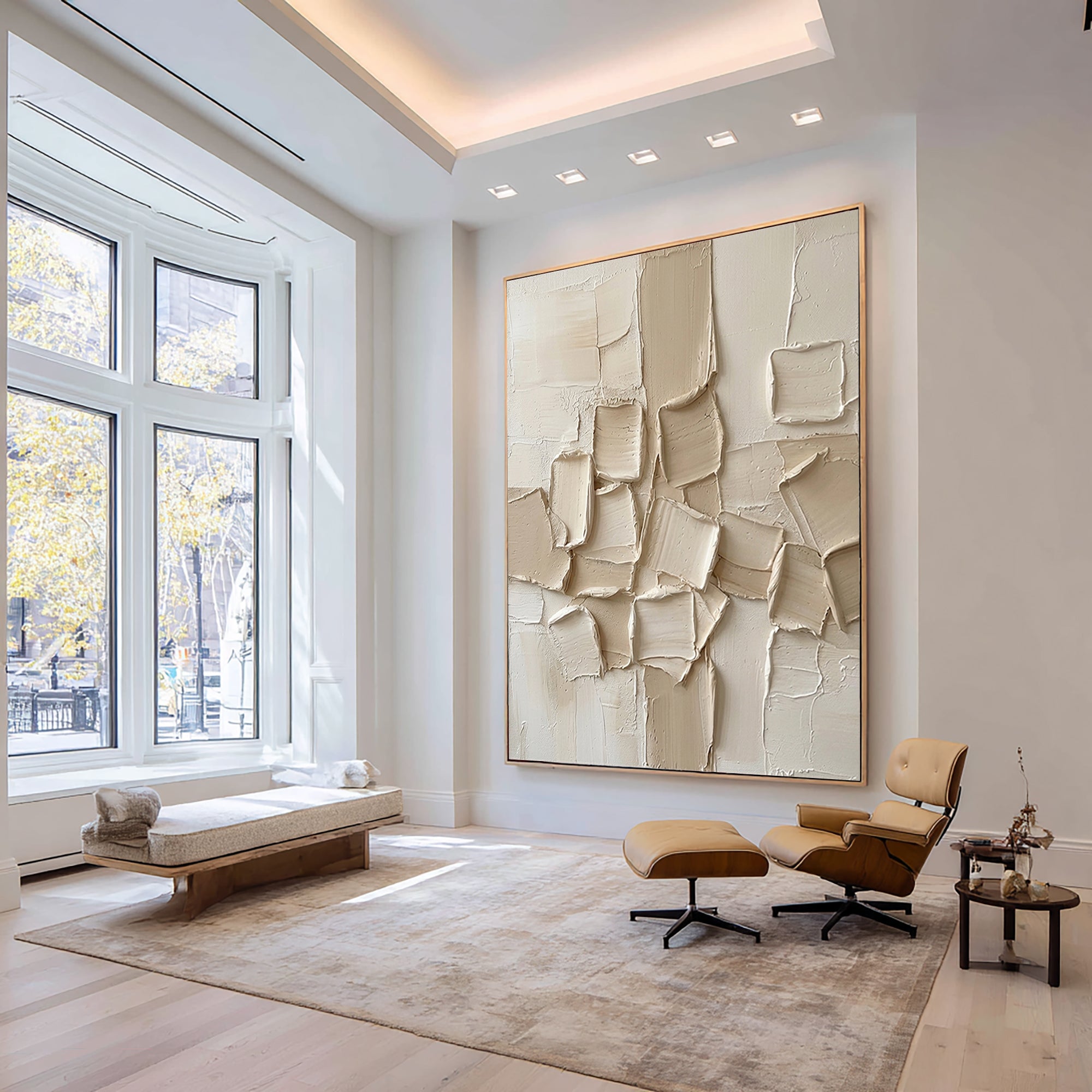 Large Neutral Textured Canvas Art Modern Minimalist Painting