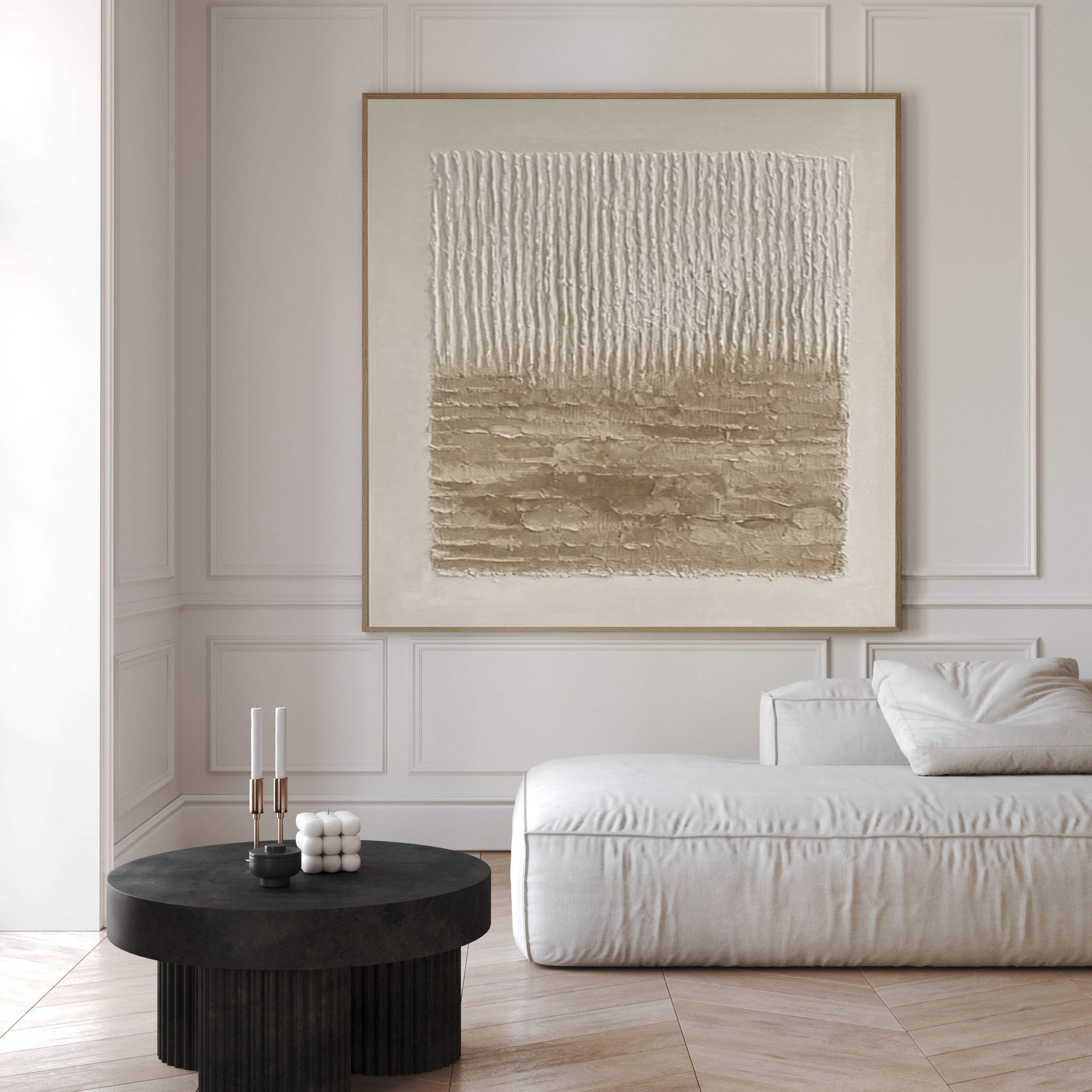 Neutral Impasto with Vertical Striations and Earthy Horizon #BGA 196