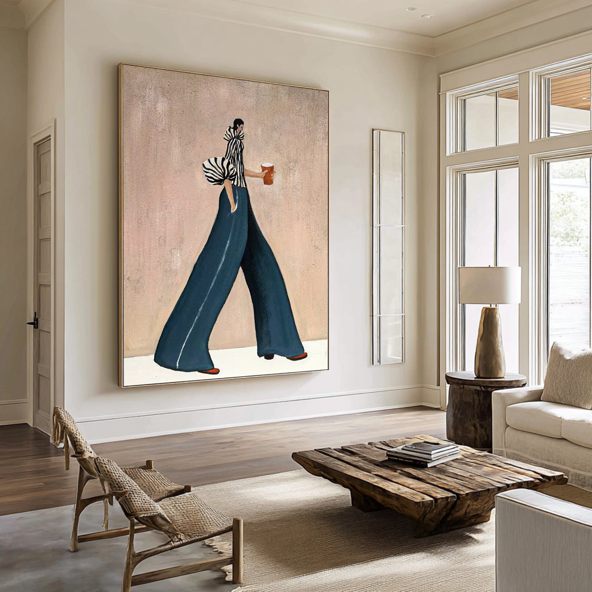Large Fashion Woman Painting Modern Minimalist Figurative Wall Art