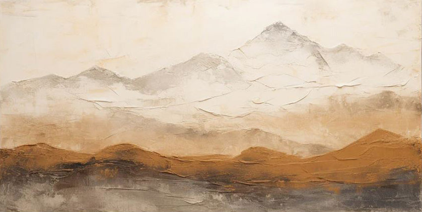 Earthy Peaks: Contemporary Textured Mountain Wall Art #BGA 153