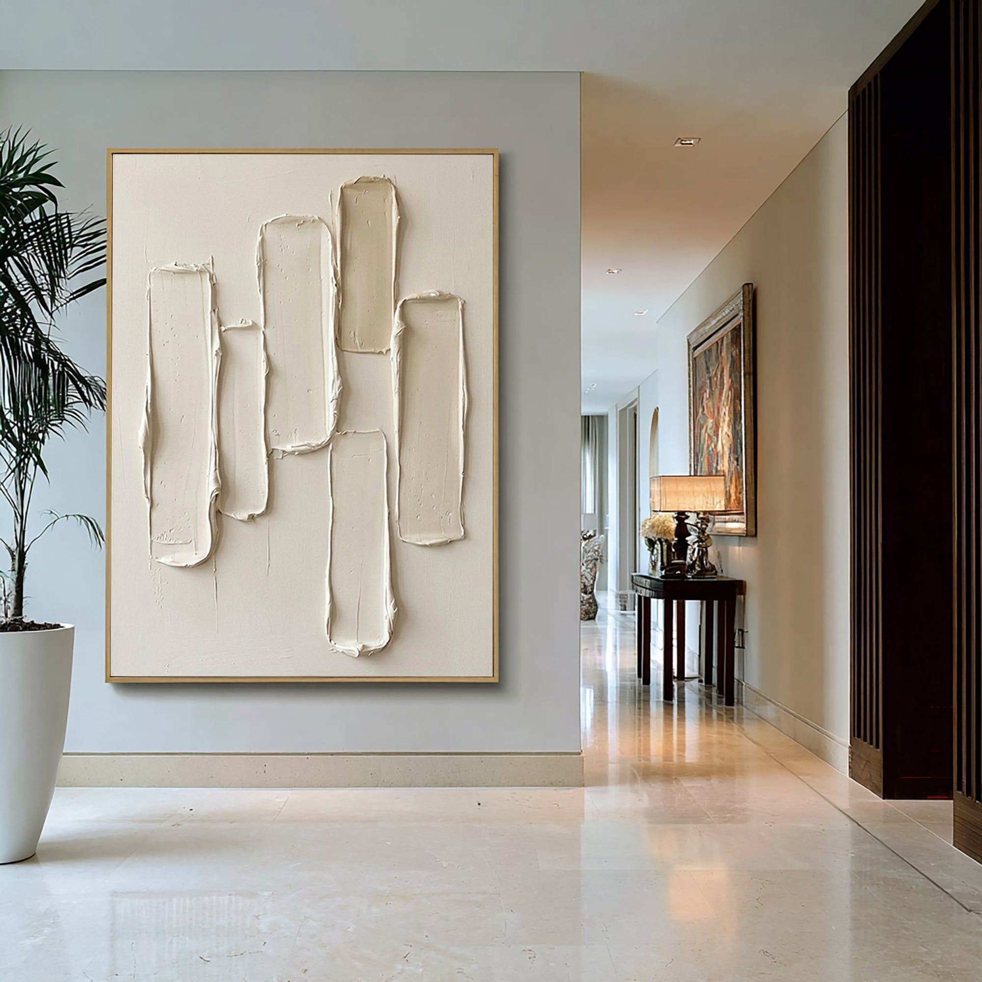 Large Cream Abstract Texture Painting Modern Neutral Wall Art