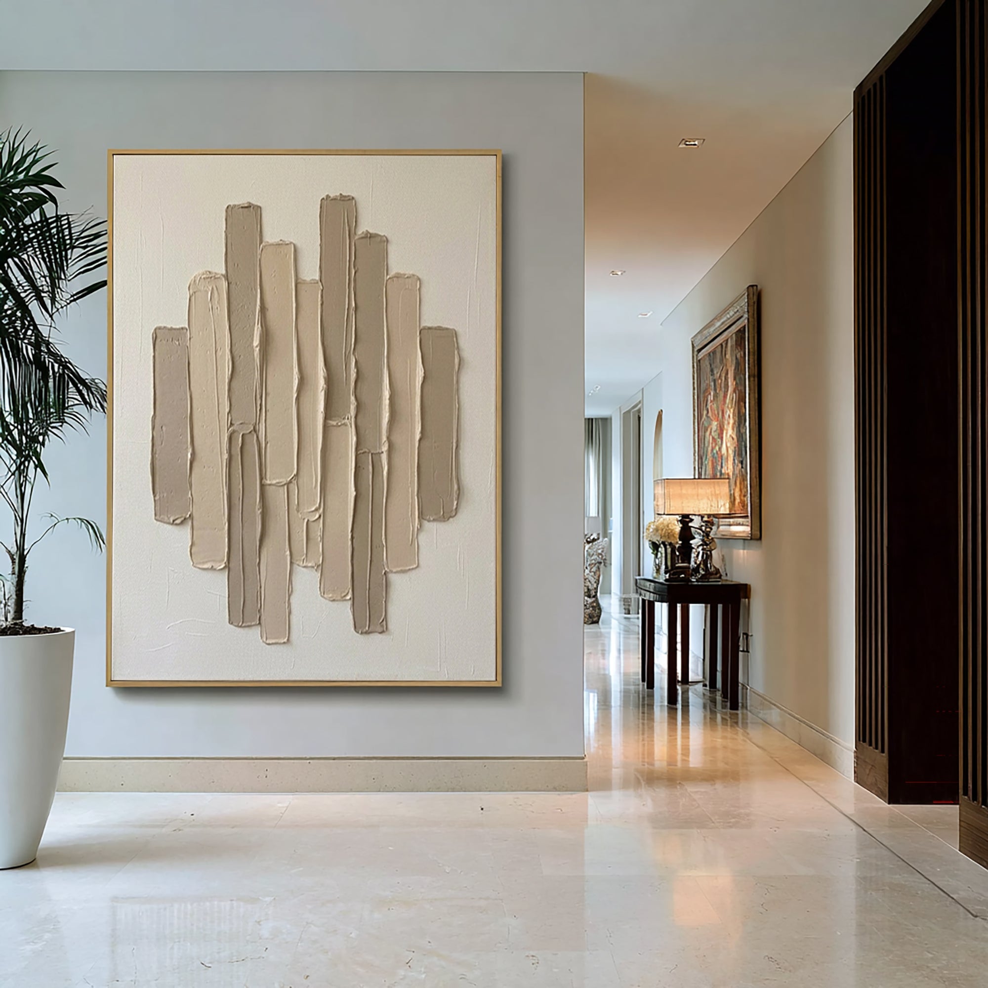 Large Vertical Textured Wall Art Neutral Abstract Canvas Decor