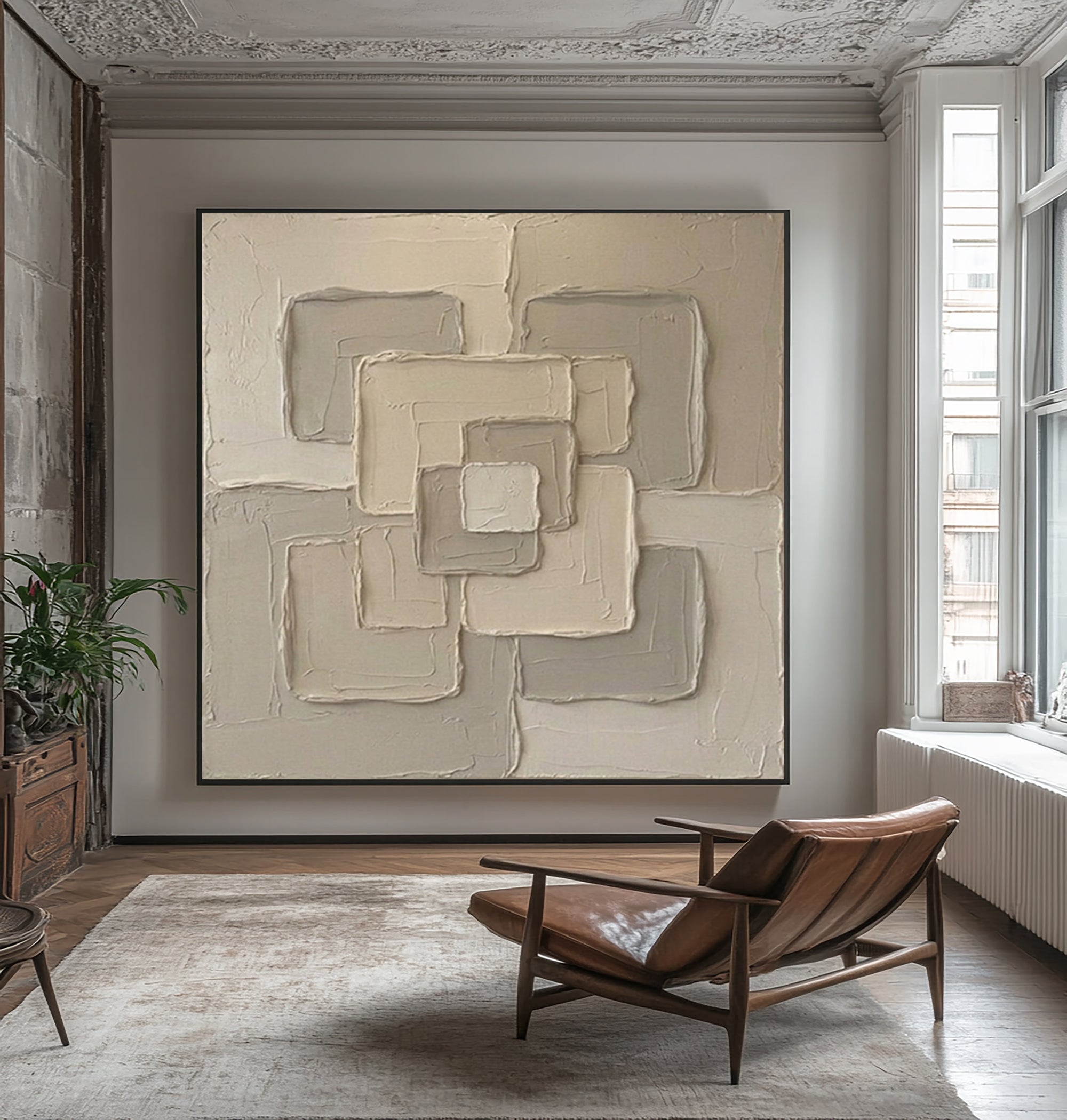 Large Interwoven Forms Wall Art Neutral Textured Relief Painting