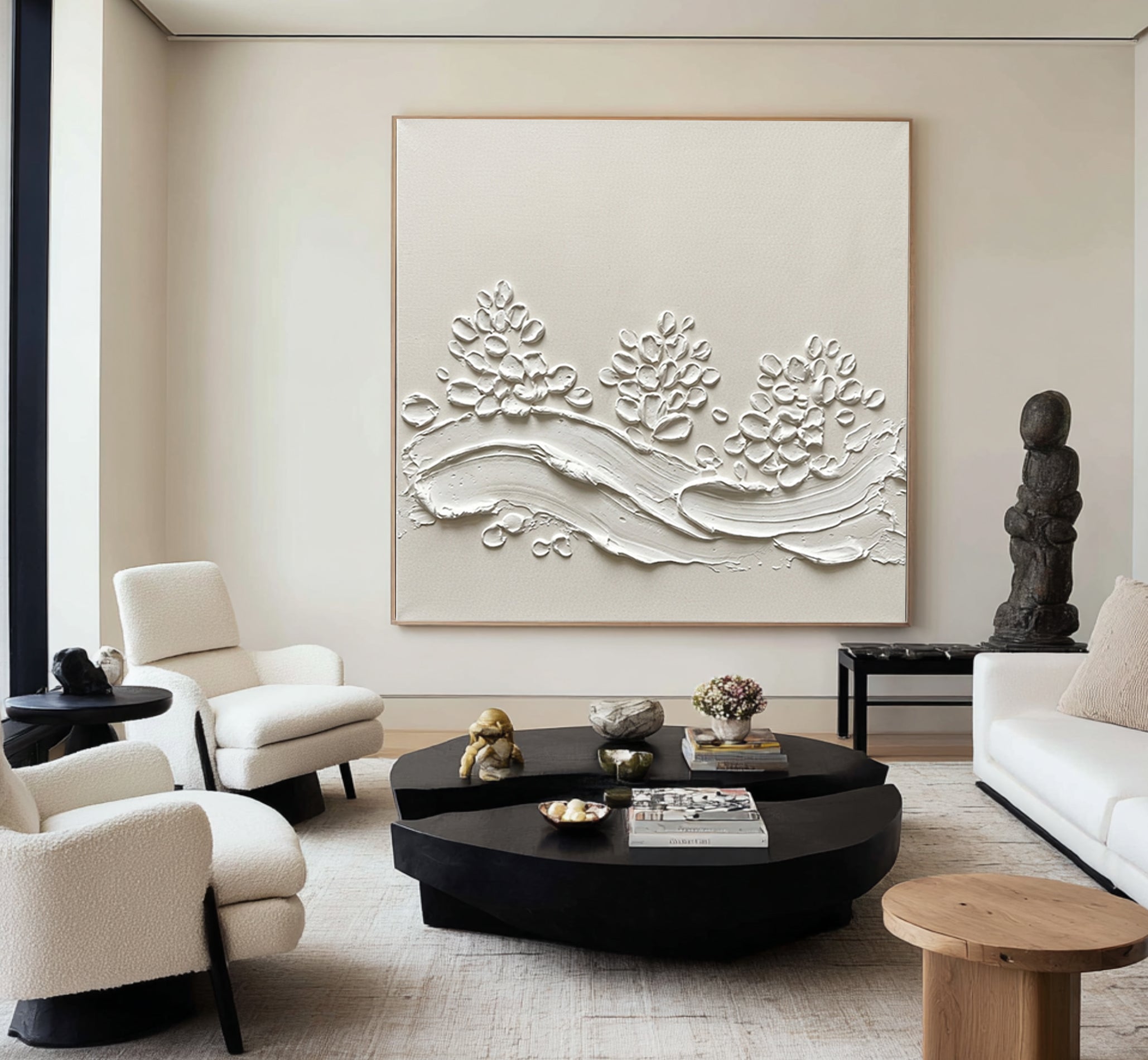 Large Layered Limestone Relief Wall Art Neutral Contemporary Texture Painting