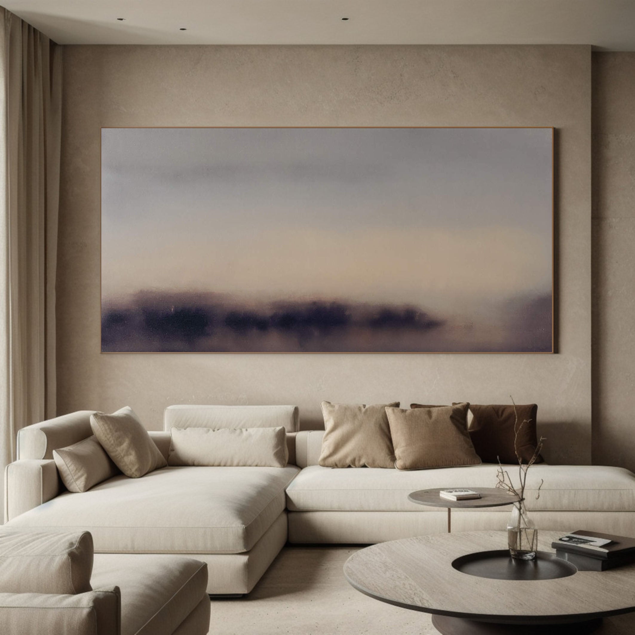 Abstract Landscape with Distant Purple Forms, Modern Wall Art #BGA 066