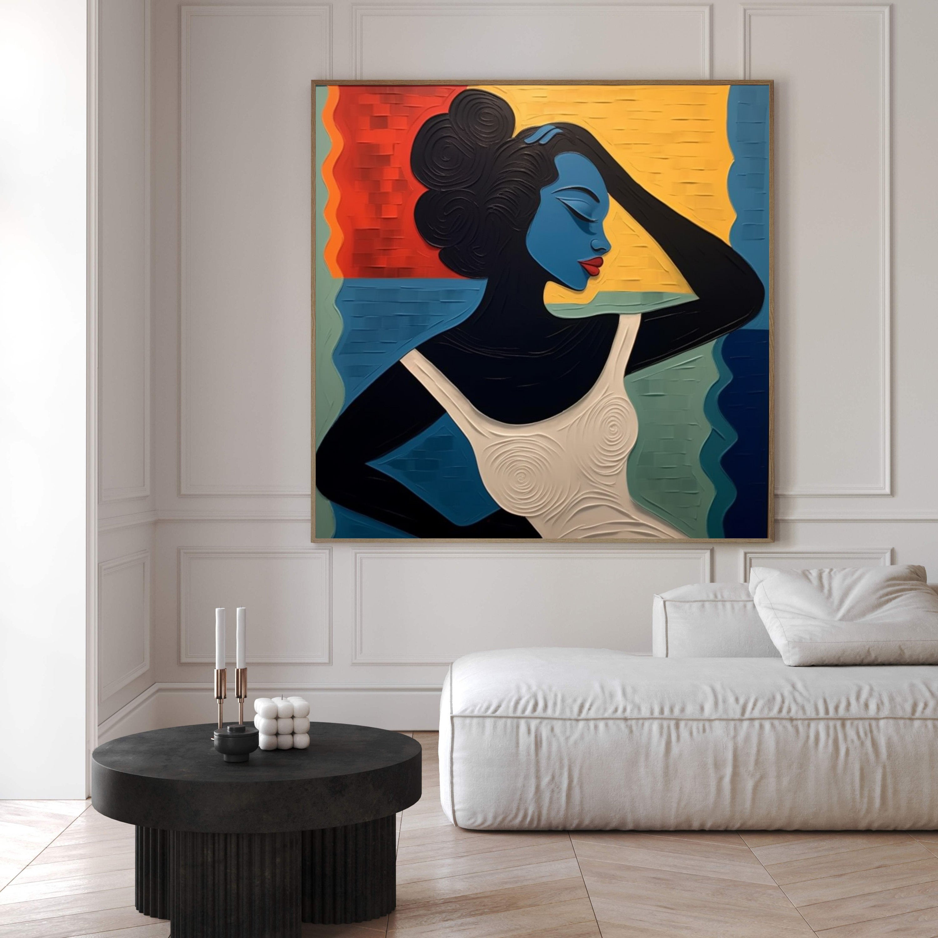 Textured Portrait with Bold Color Blocks, Modern Surreal #BGA 158