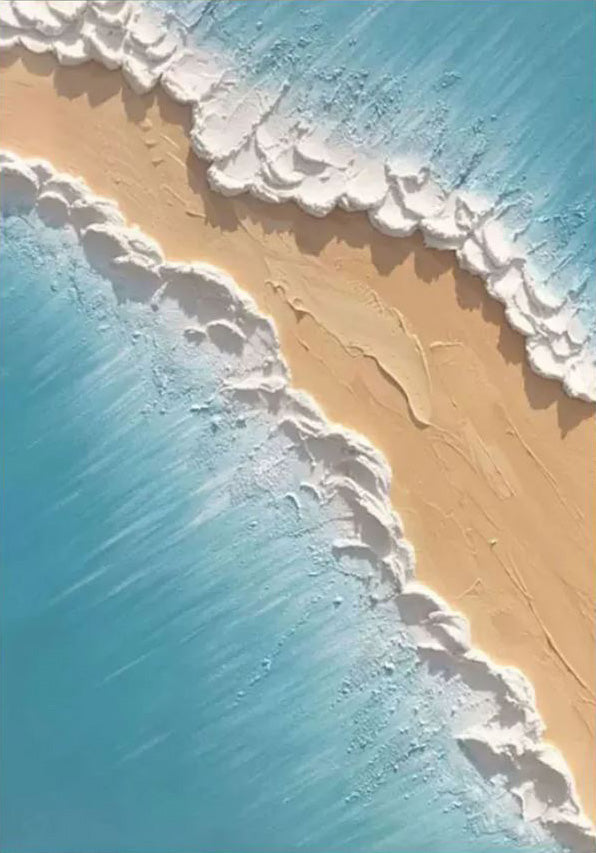 Minimalist Aerial Beachscape Wall Art, Textured Coastal View #BGA 165