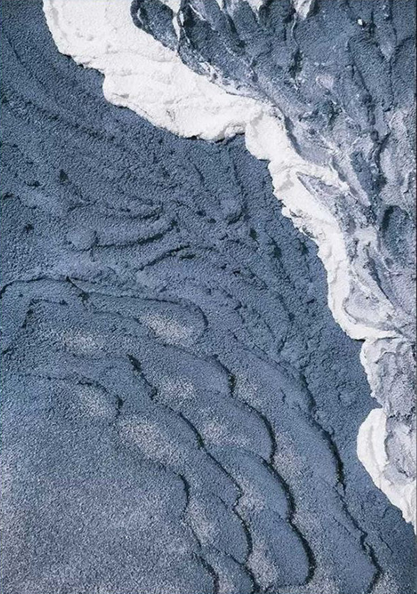 3D Textured Aerial Seascape, Minimalist Blue and White Art #BGA 164