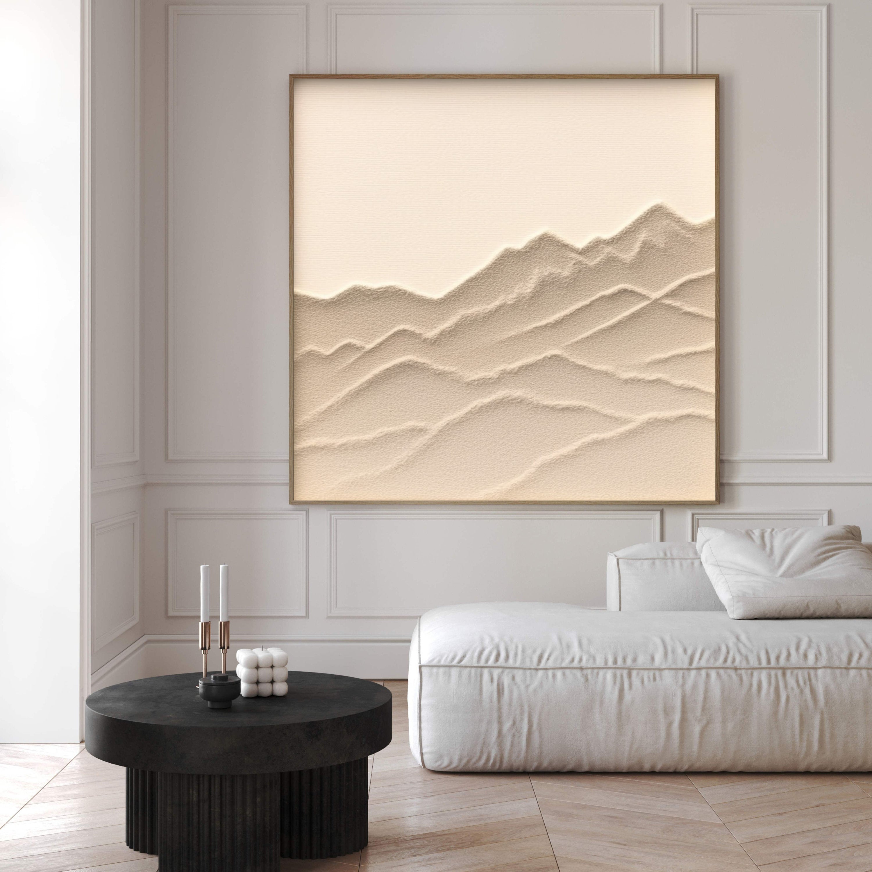 Textured Monochromatic Mountain Art, Serene Natural Design #BGA 167