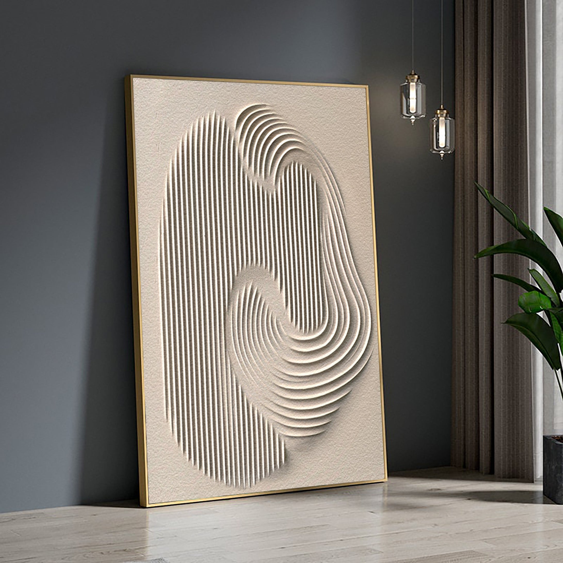 Contemporary Abstract Wall Art - Minimalist White Canvas Painting #OS 084
