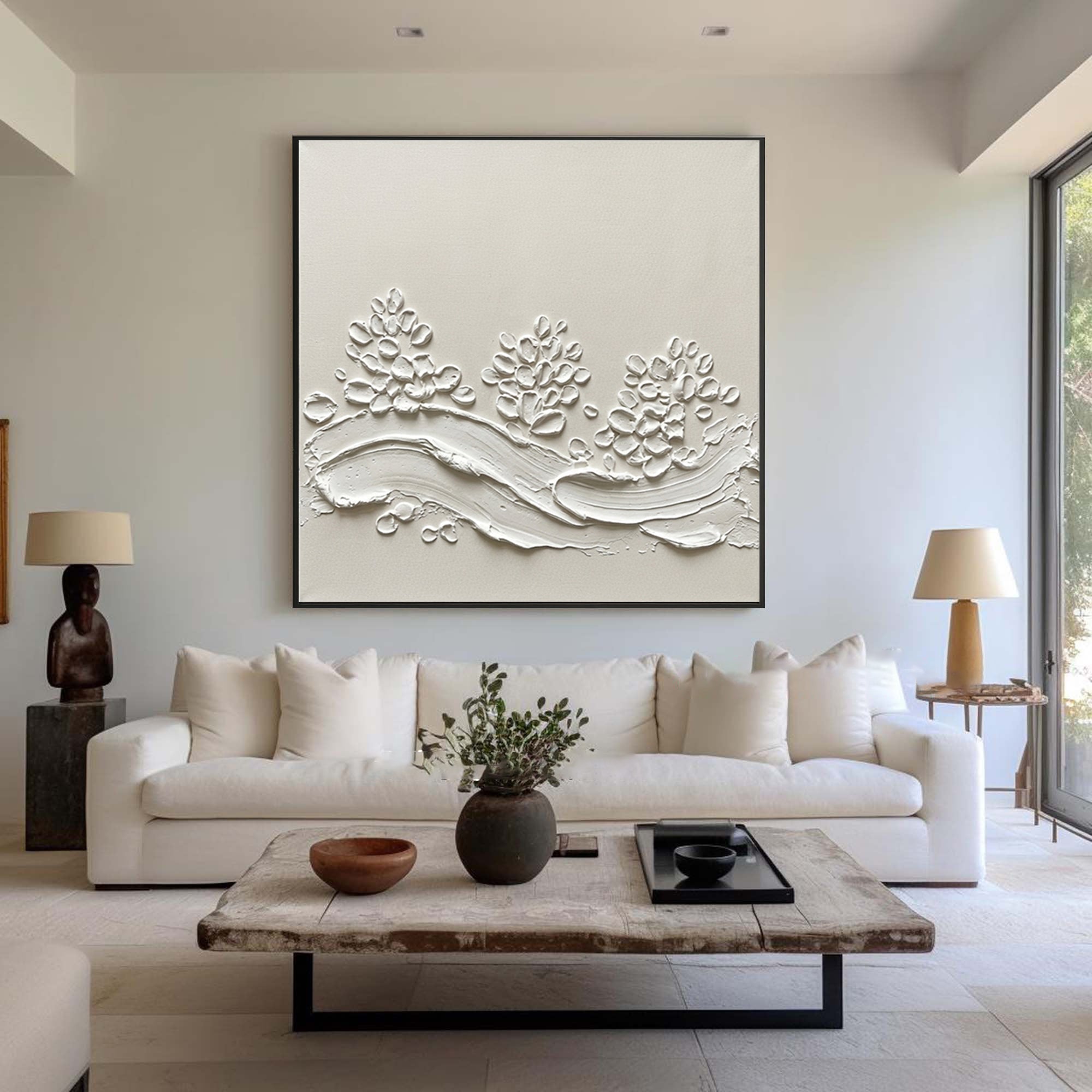Large Layered Limestone Relief Wall Art Neutral Contemporary Texture Painting