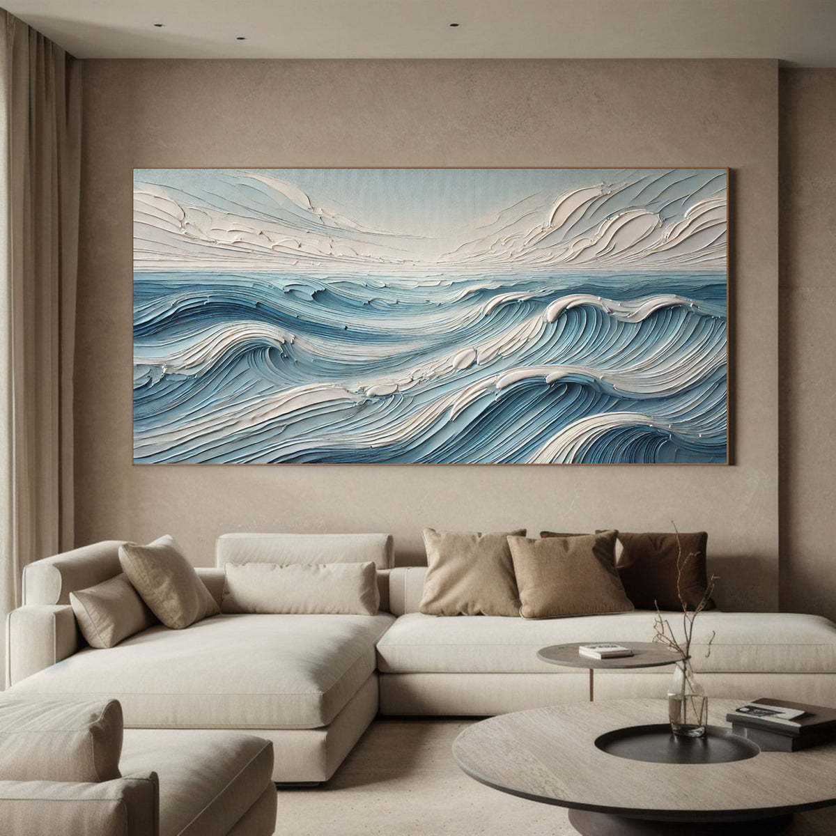 Majestic Ocean Wave Canvas Art Large Coastal Decor for Living Room #OS