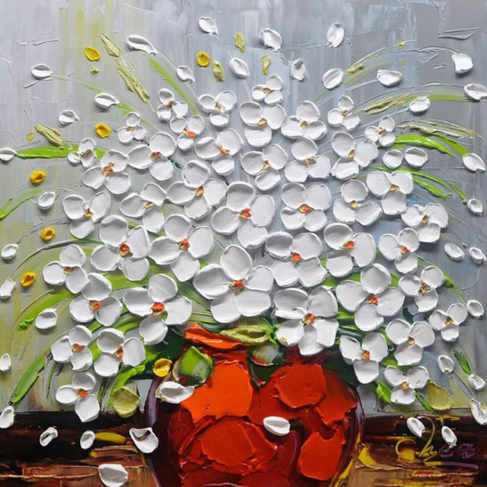 Impasto Garden: Vibrant Textured Flowers, Bold Floral Display #BGA 148