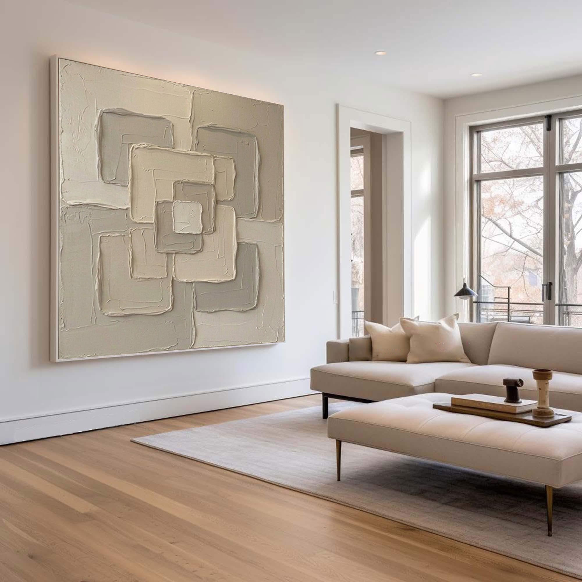 Large Interwoven Forms Wall Art Neutral Textured Relief Painting
