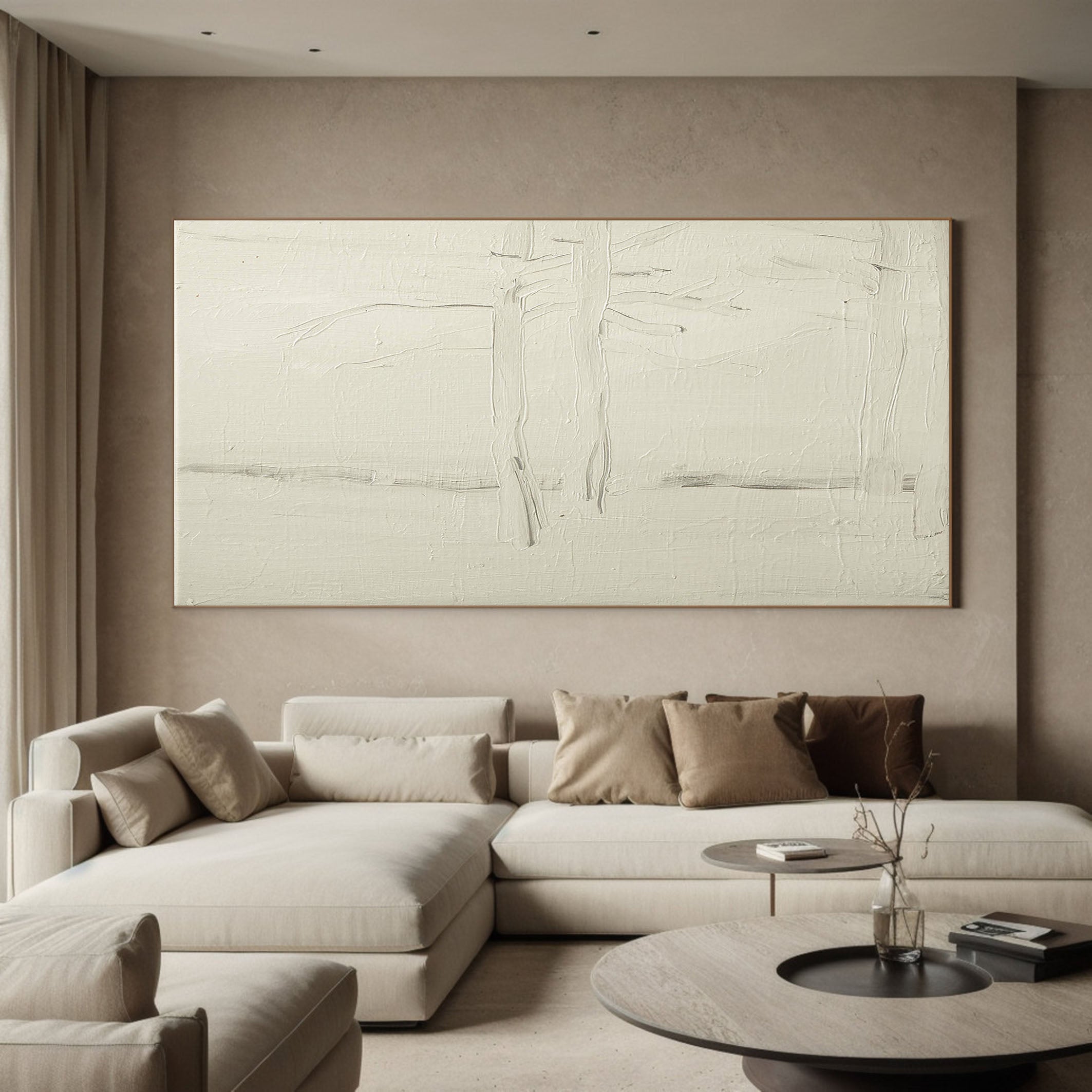 White Impasto with Textured Lines, Minimalist Wall Art #BGA 059