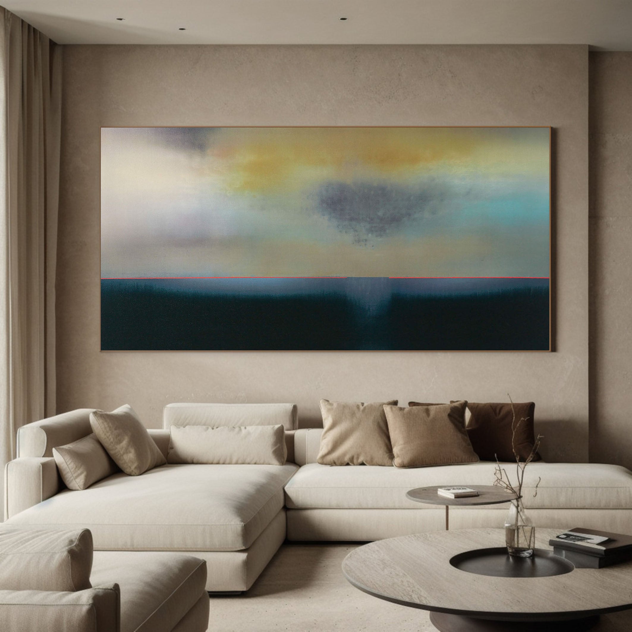 Soft Color Landscape with Distinct Horizon, Minimalist Art #BGA 067