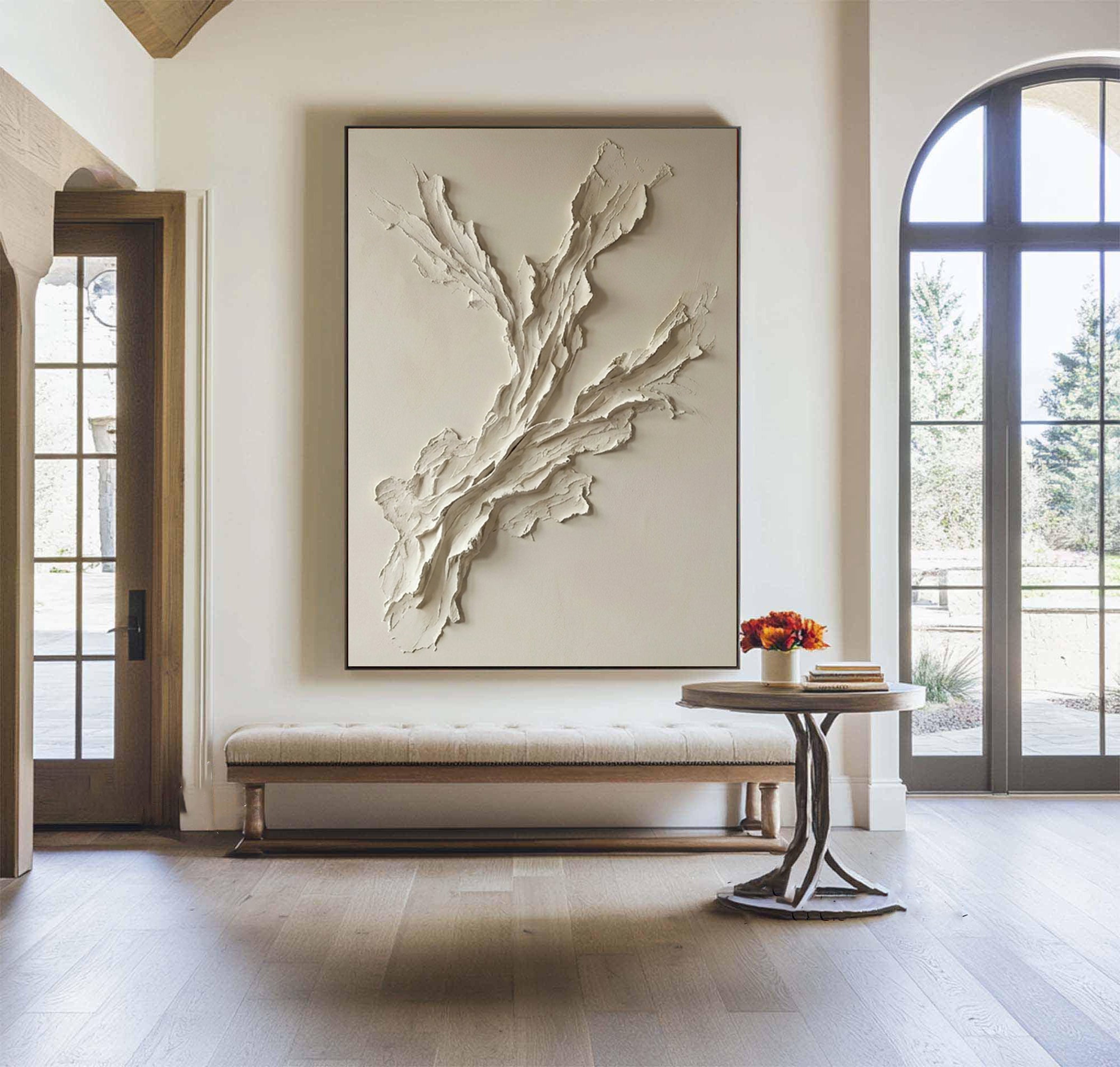 Large Organic Textured Oil Painting for Modern Neutral Wall Decor