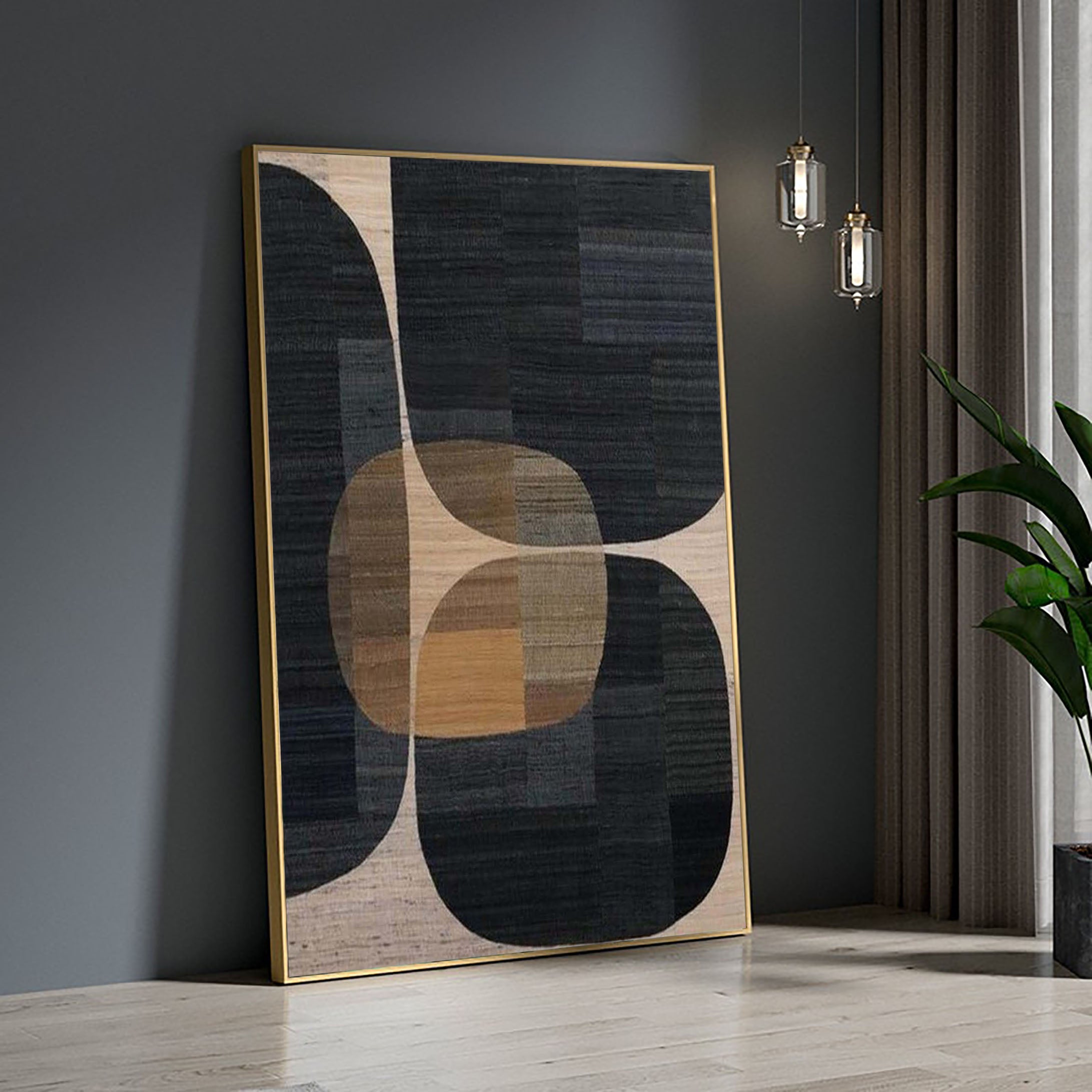 Beige & Brown Abstract Painting #LL 001