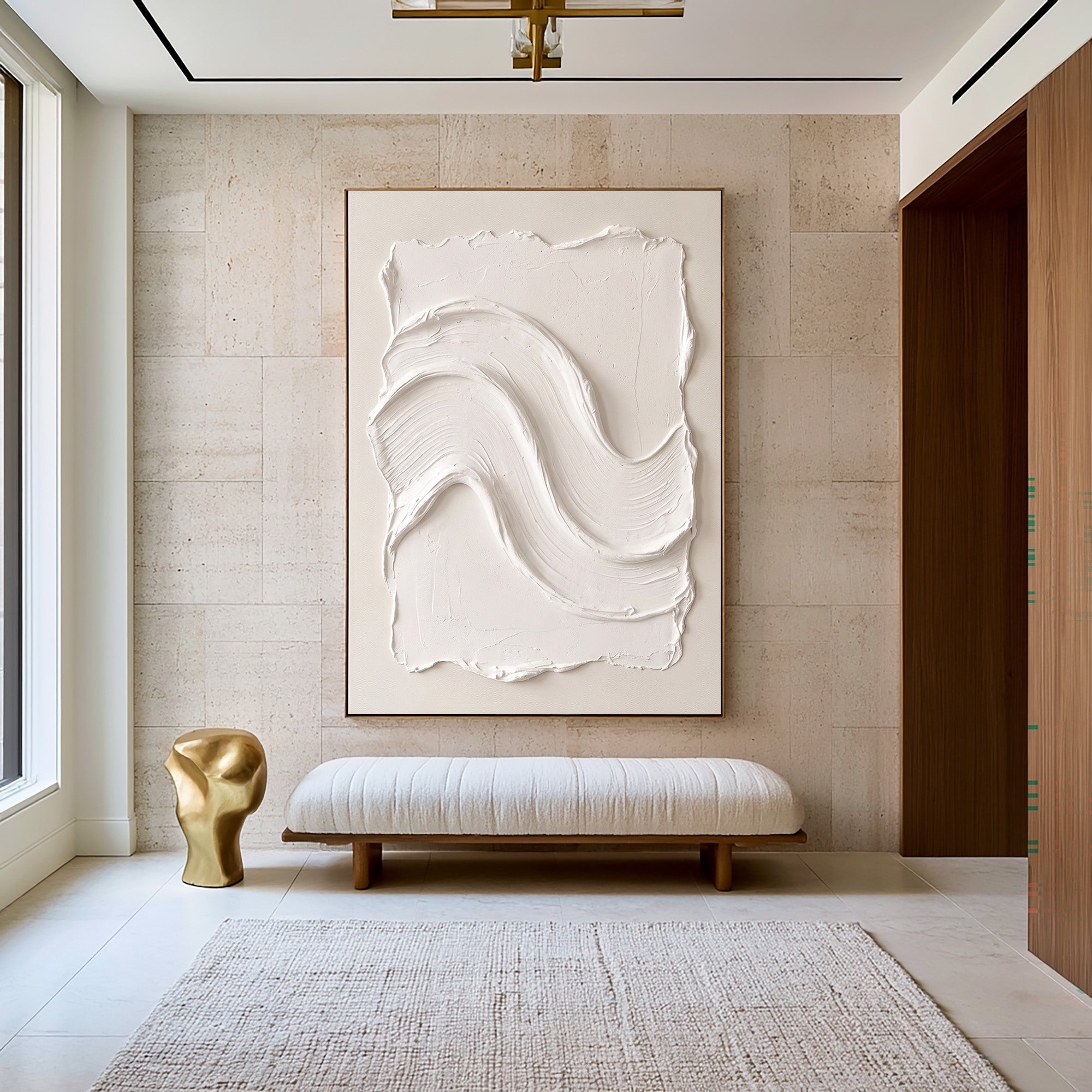 Large Organic Modern Textured Wall Art Abstract Oil Painting Sculptural Minimalist Artwork Neutral Luxury Home Decor