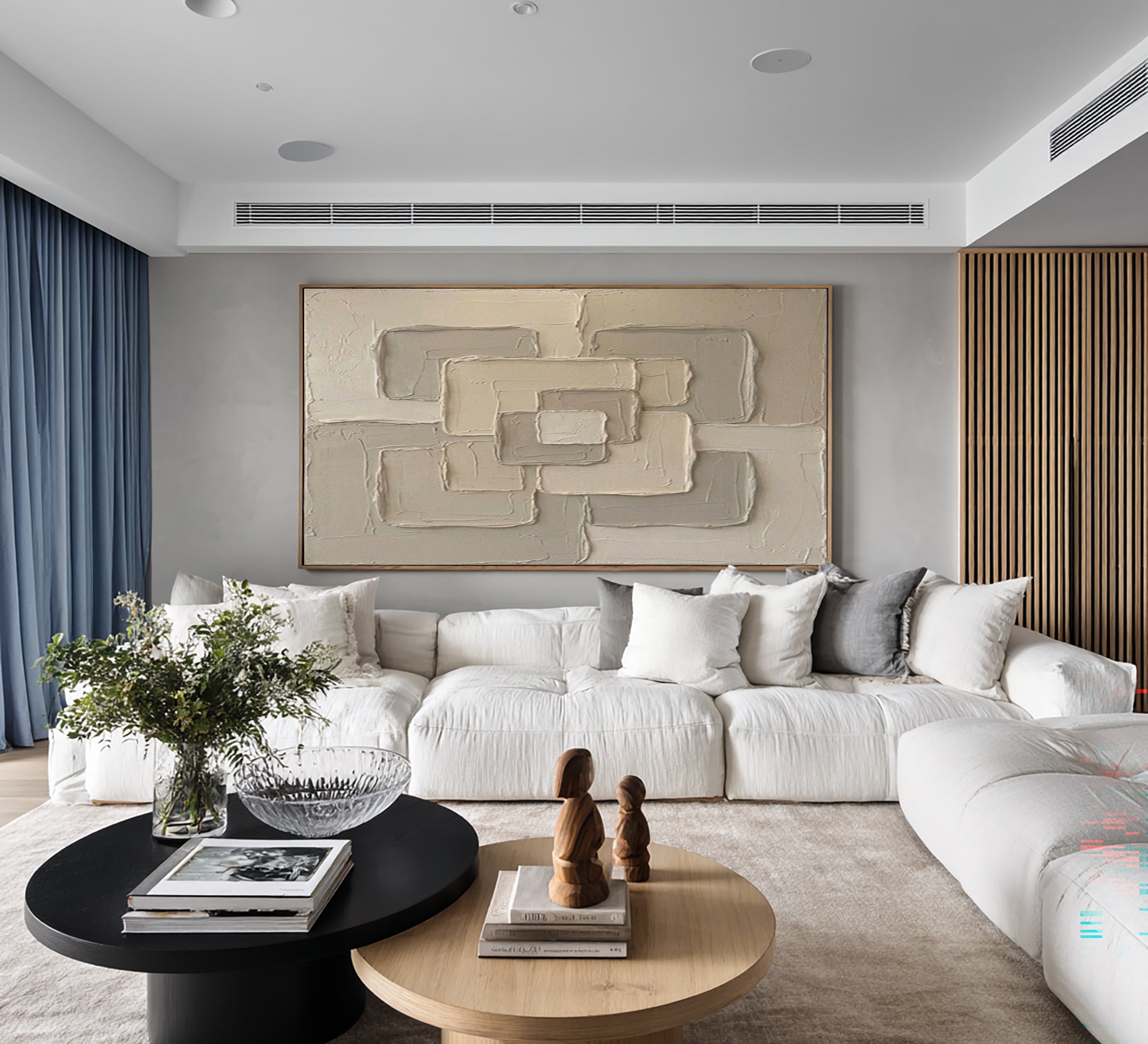Large Neutral Geometric Wall Art Hand Painted Textured Canvas | ArtvistaGallery