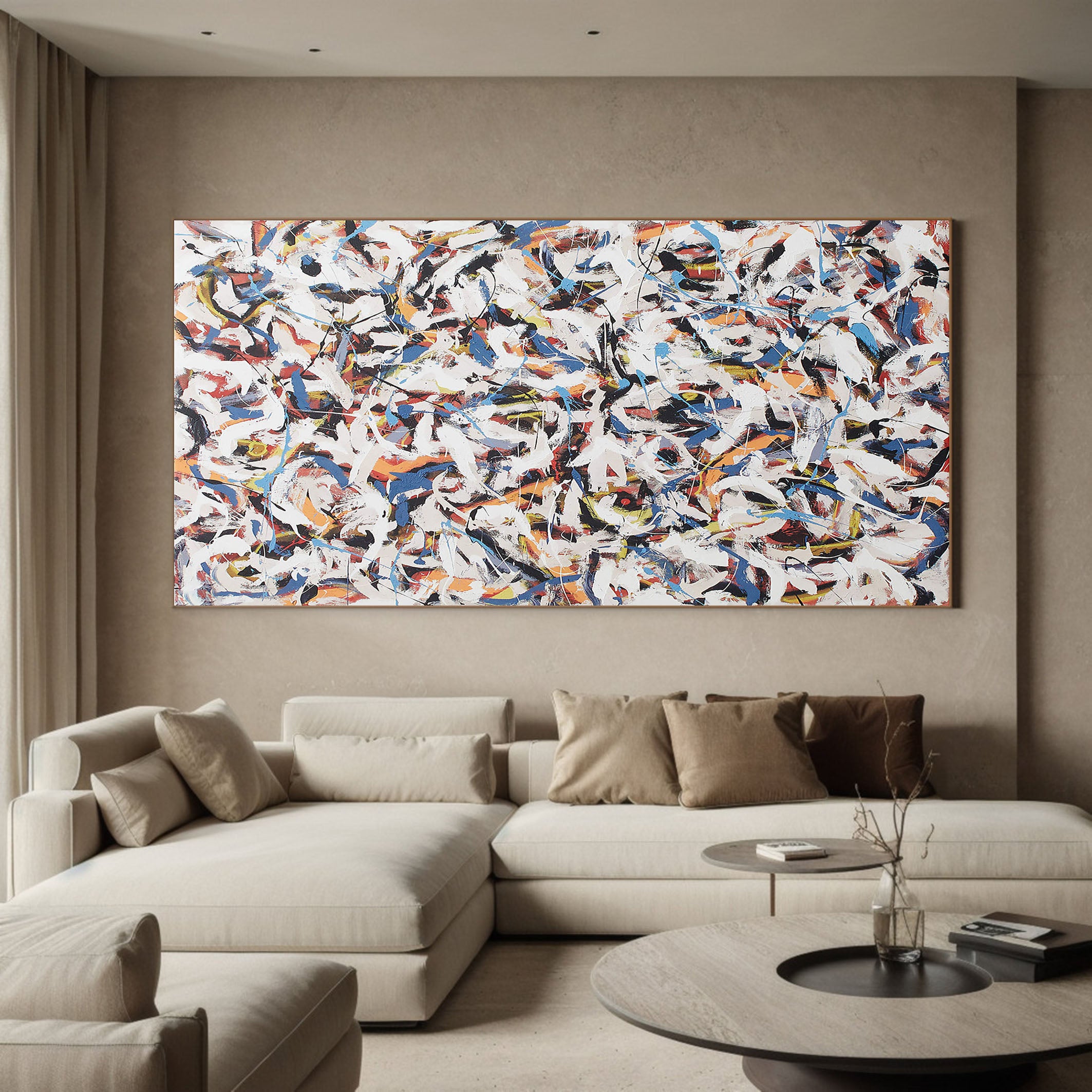 Dynamic Color Layering, Swirling Brushstrokes on White #BGA 064
