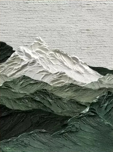 Glacial Peaks: 3D Mountain Range Art, Textured Abstract Set #BGA 131