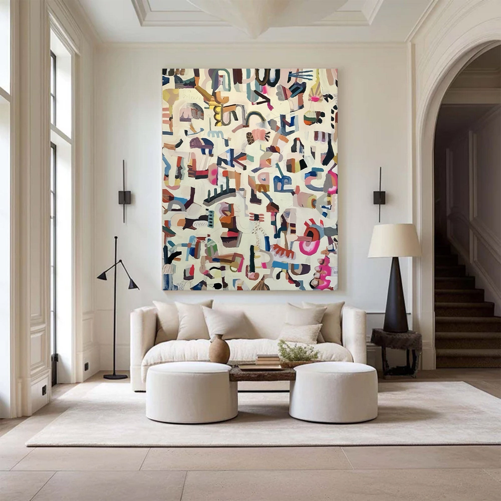 Large Abstract Colorful Fragmented Painting | ArtvistaGallery #WG 112