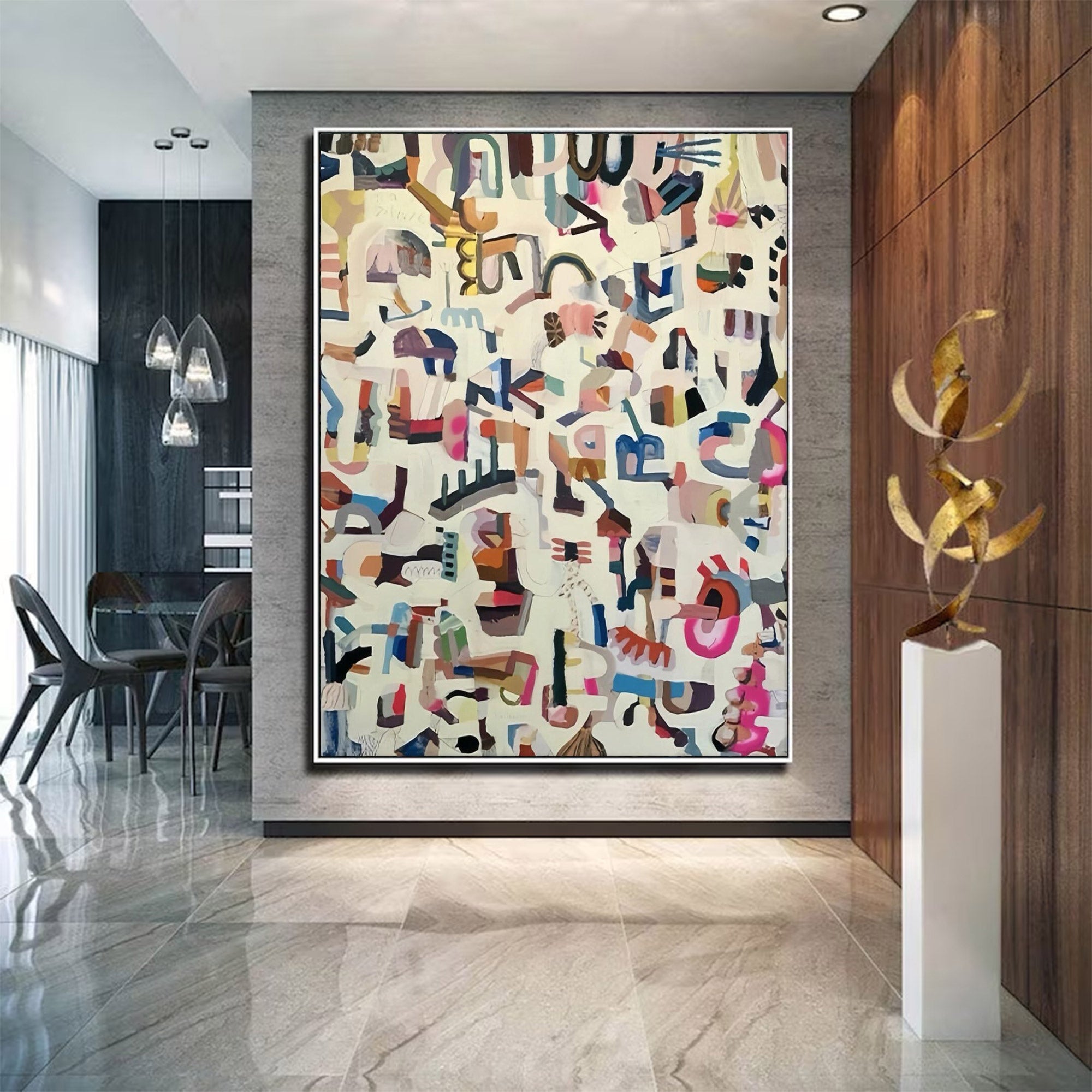 Large Abstract Colorful Fragmented Painting | ArtvistaGallery #WG 112
