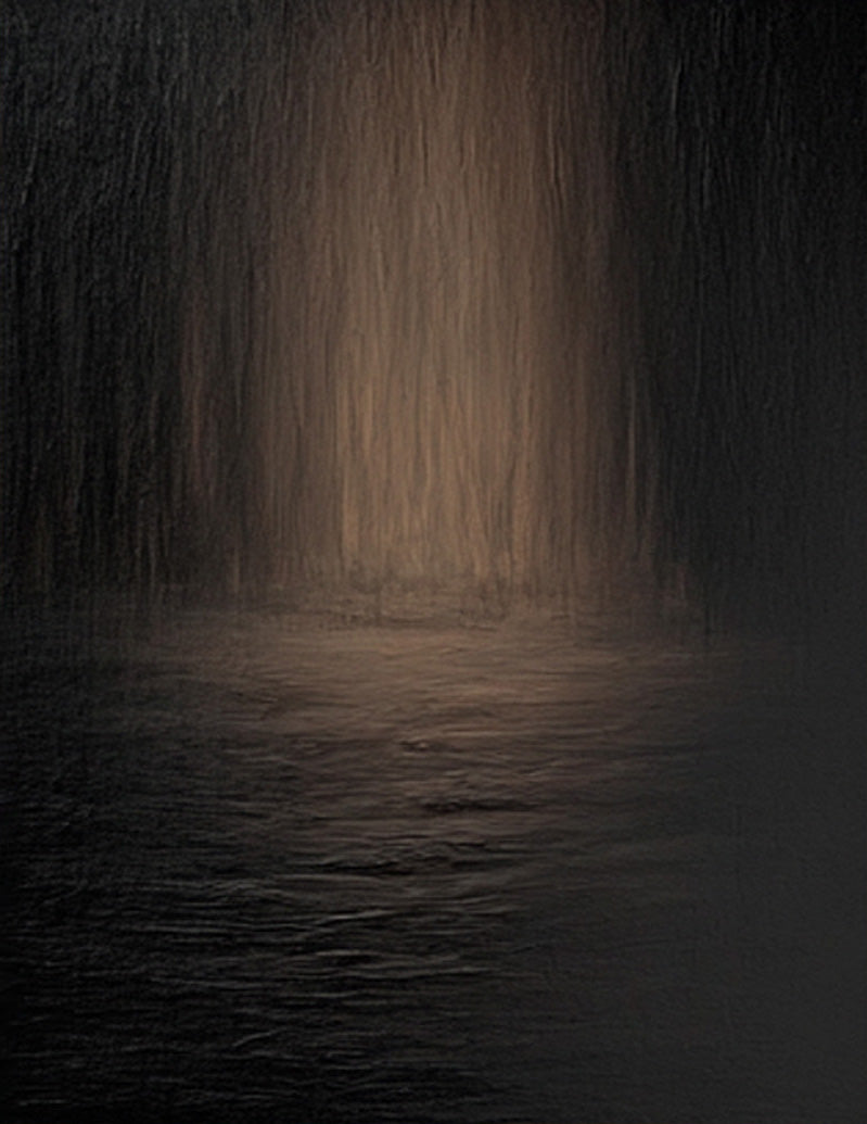 Dark Landscape with Textured Water and Vertical Mystery #BGA 202