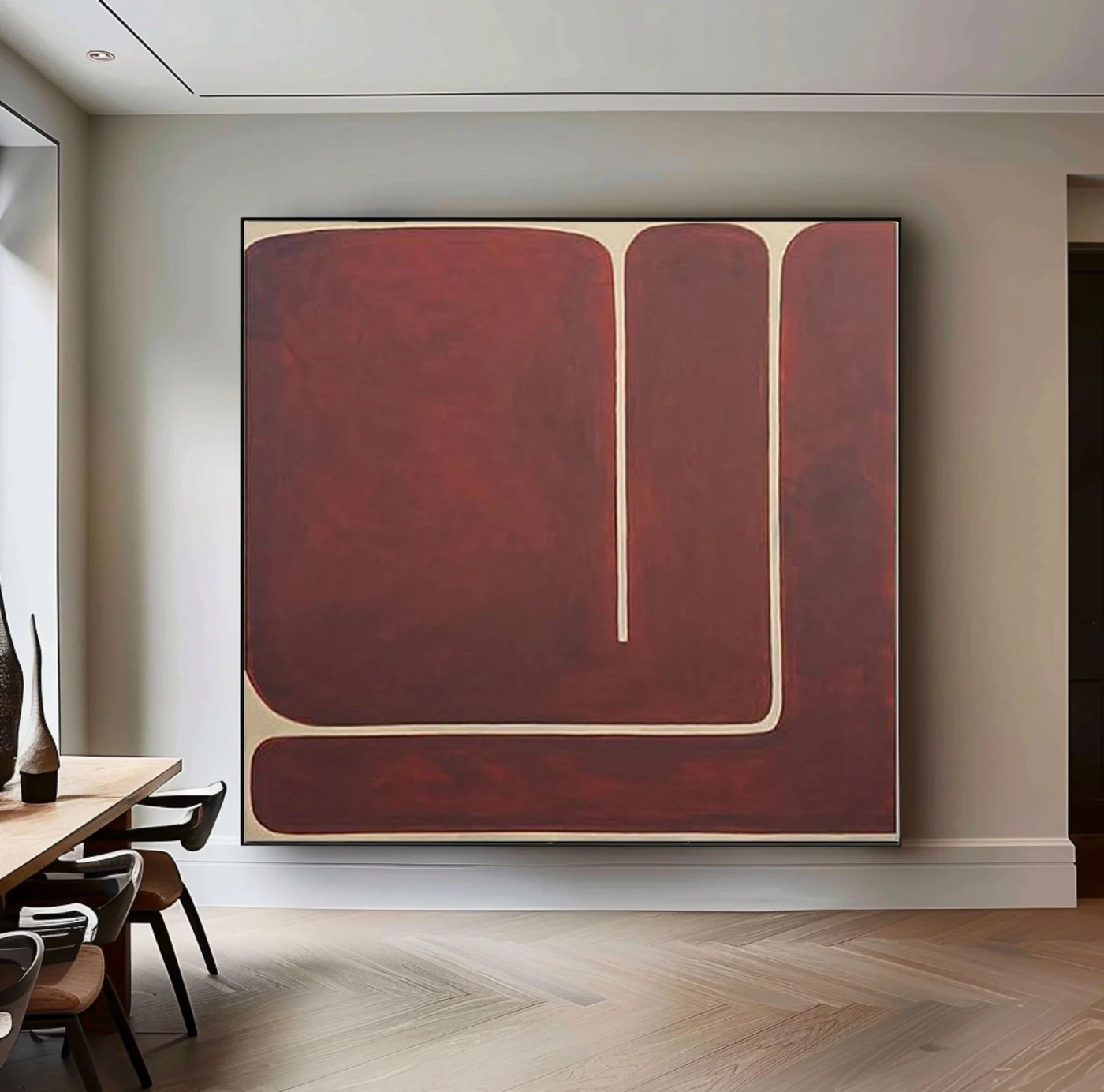 Large Burgundy Minimalist Wall Art #ART 008