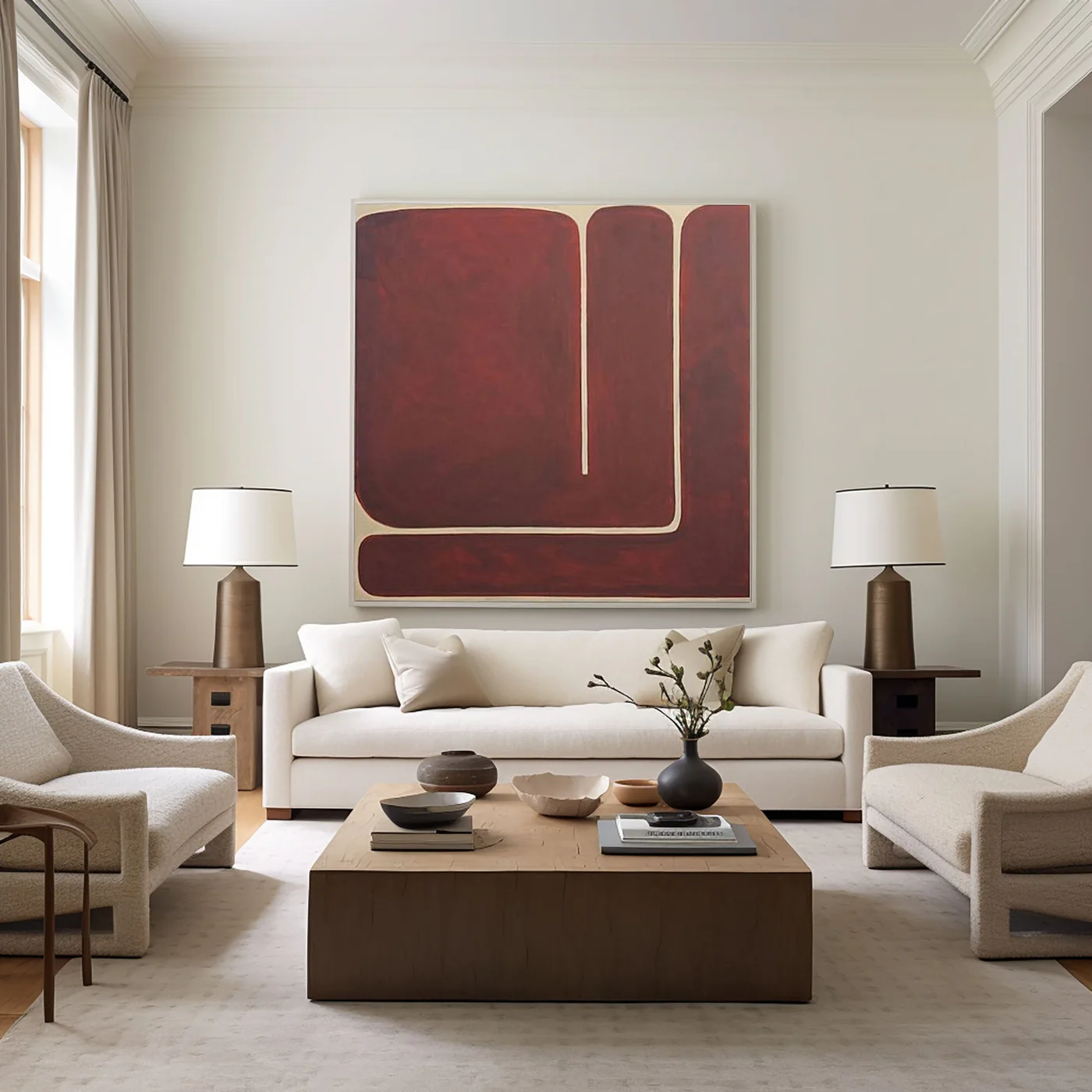 Large Burgundy Minimalist Wall Art #ART 008
