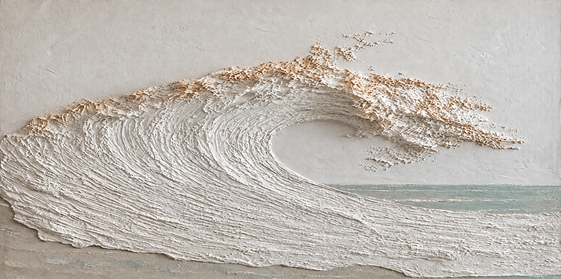 Abstract artwork of a wave on a textured surface