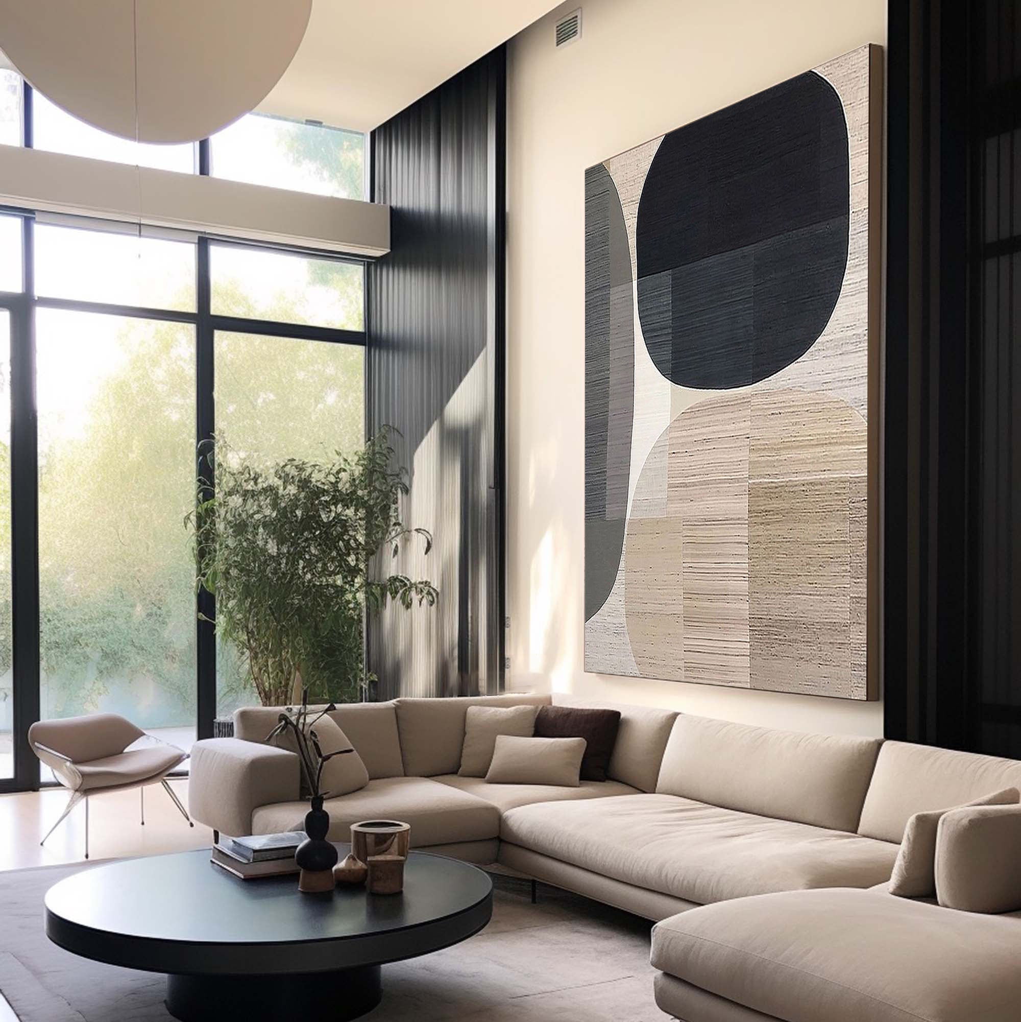 Beige & Brown Abstract Painting #LL 010