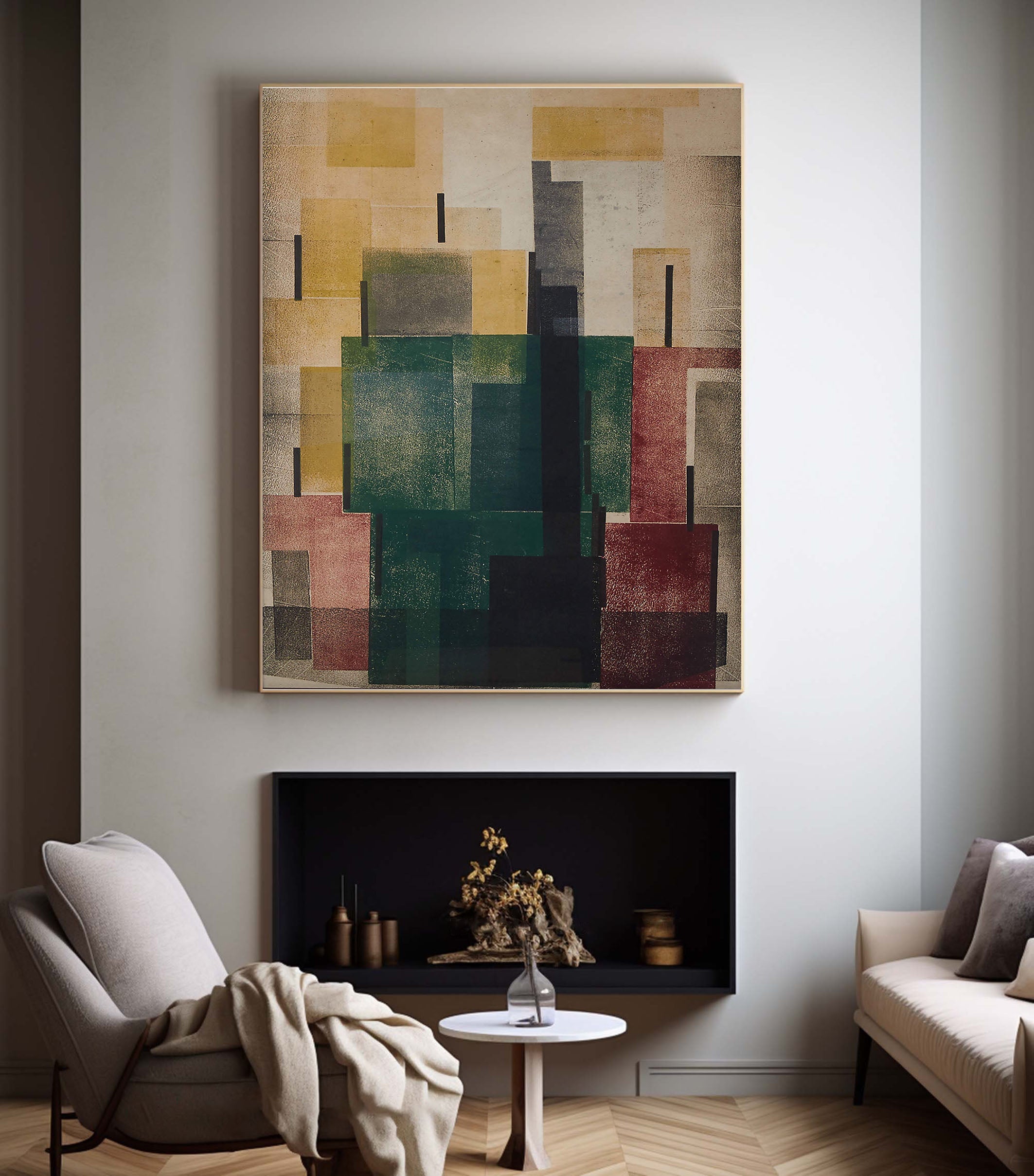 Layered Geometric Abstract In Earth Tones, Modern Minimalist #BGA 051