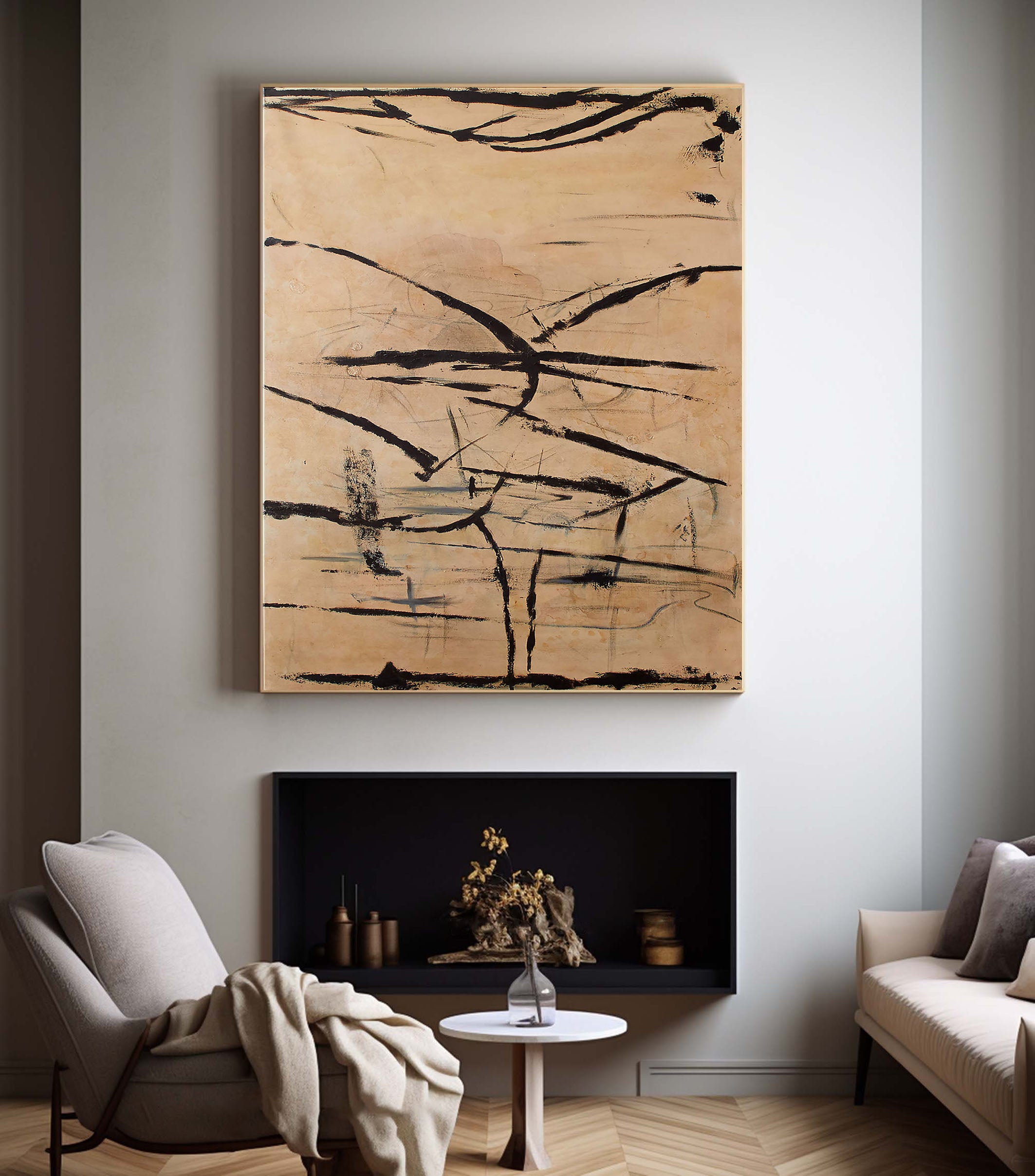 Earth Tones Minimalist Line Wall Art, Modern Minimalist Style #BGA 041