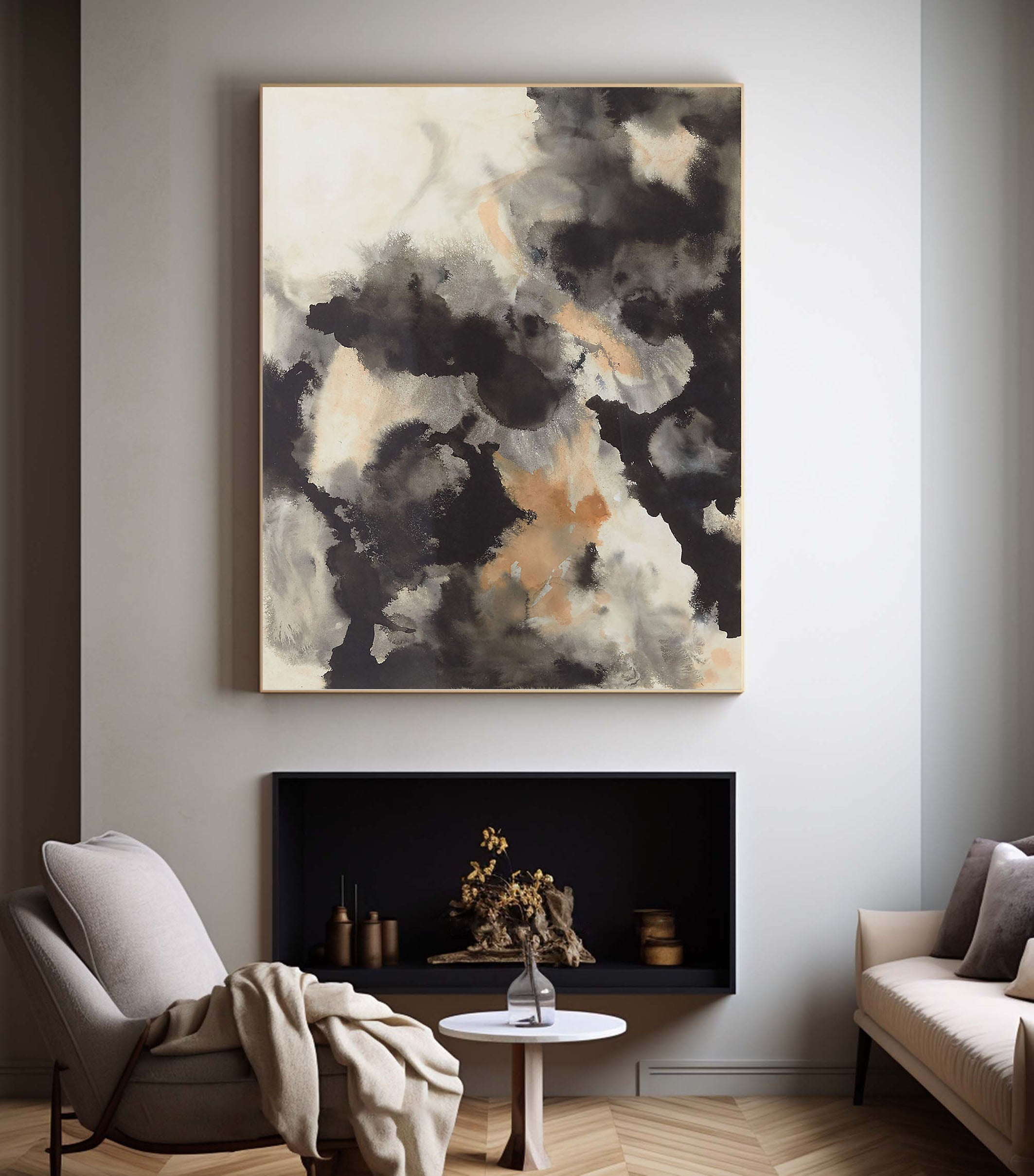 Earth Tones Dynamic Abstract Wall Painting, Contemporary Art #BGA 052