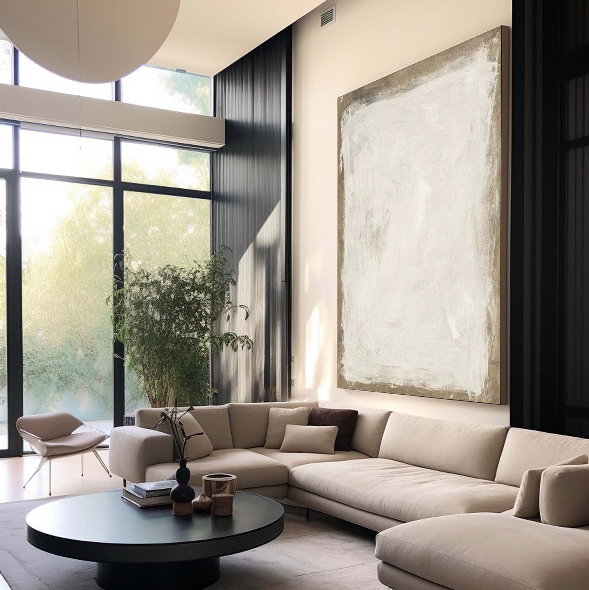 Beige & Brown Abstract Painting #LL 048