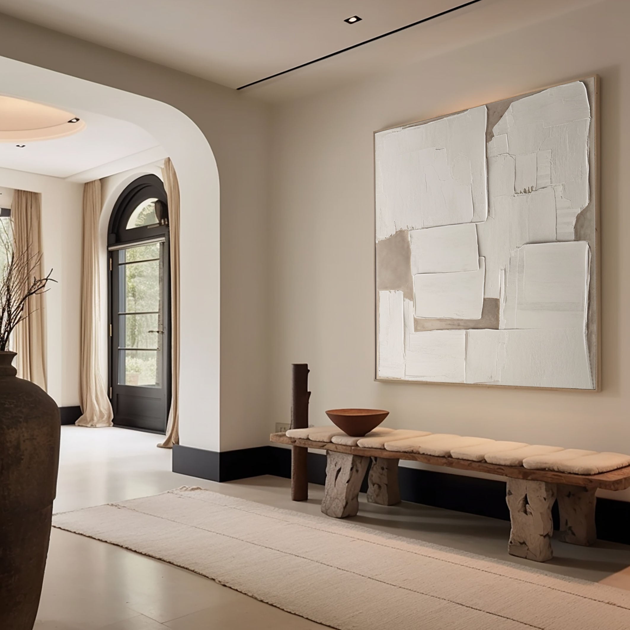 Wabi Sabi Abstract Canvas with Pale Neutral Imperfect Planes #BGA 206