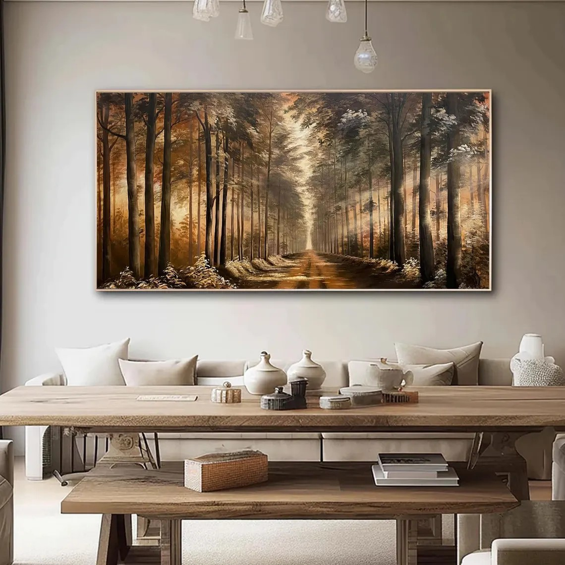 Golden Forest Path Abstract Wall Art #BGA 030