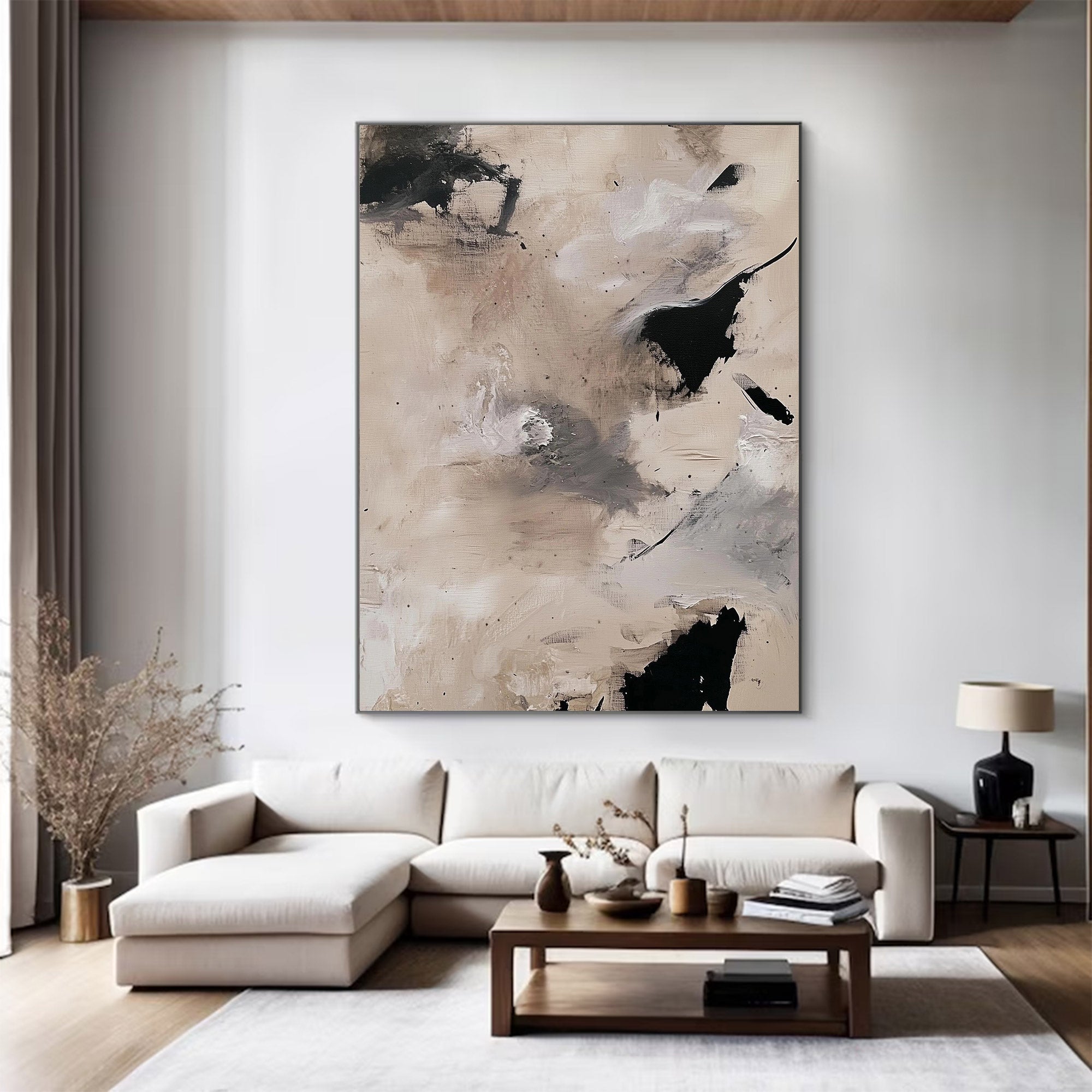 Large Abstract Neutral Expressionist Art | ArtvistaGallery #WG 113